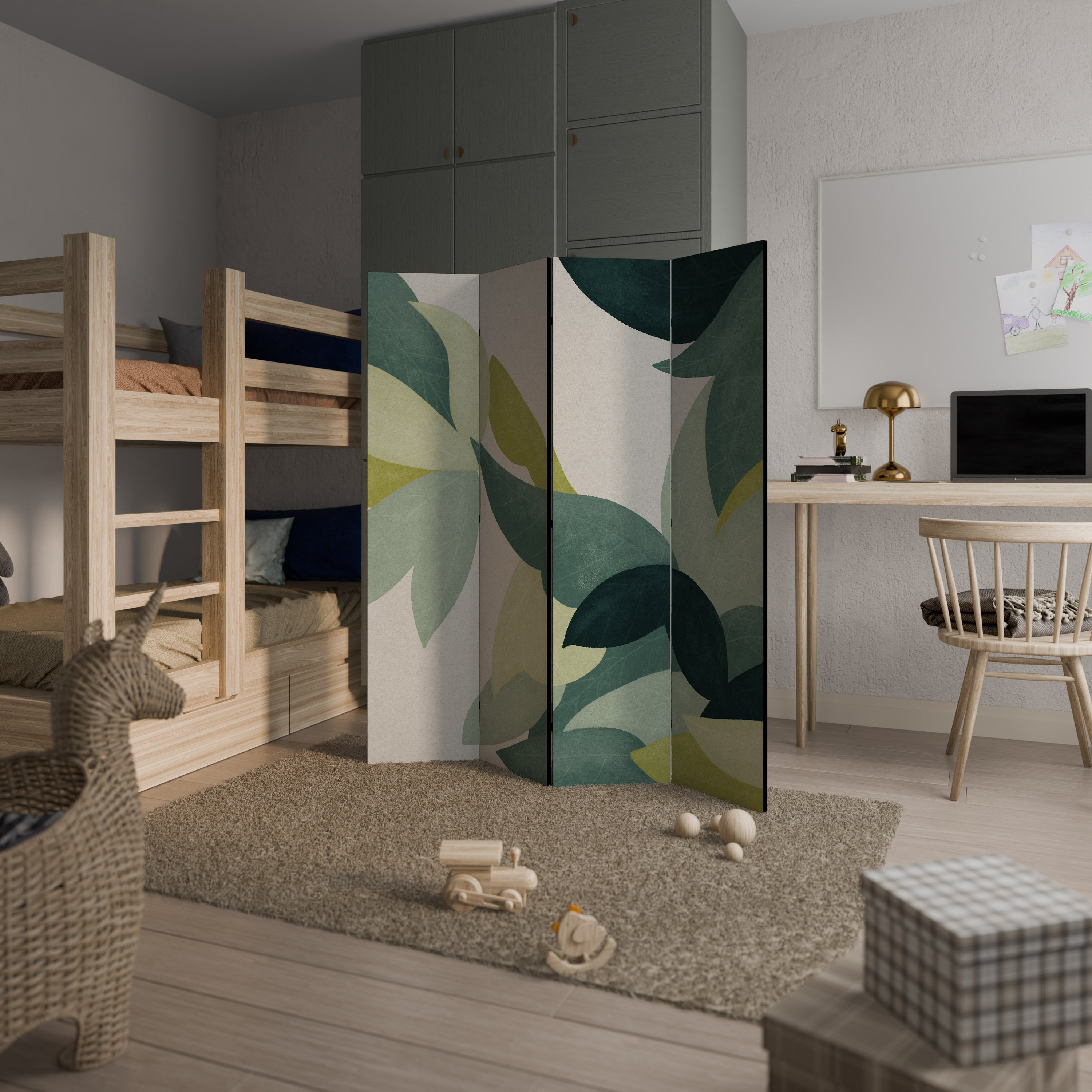 LEAFY VIBRATION 4-Panel Room Divider
