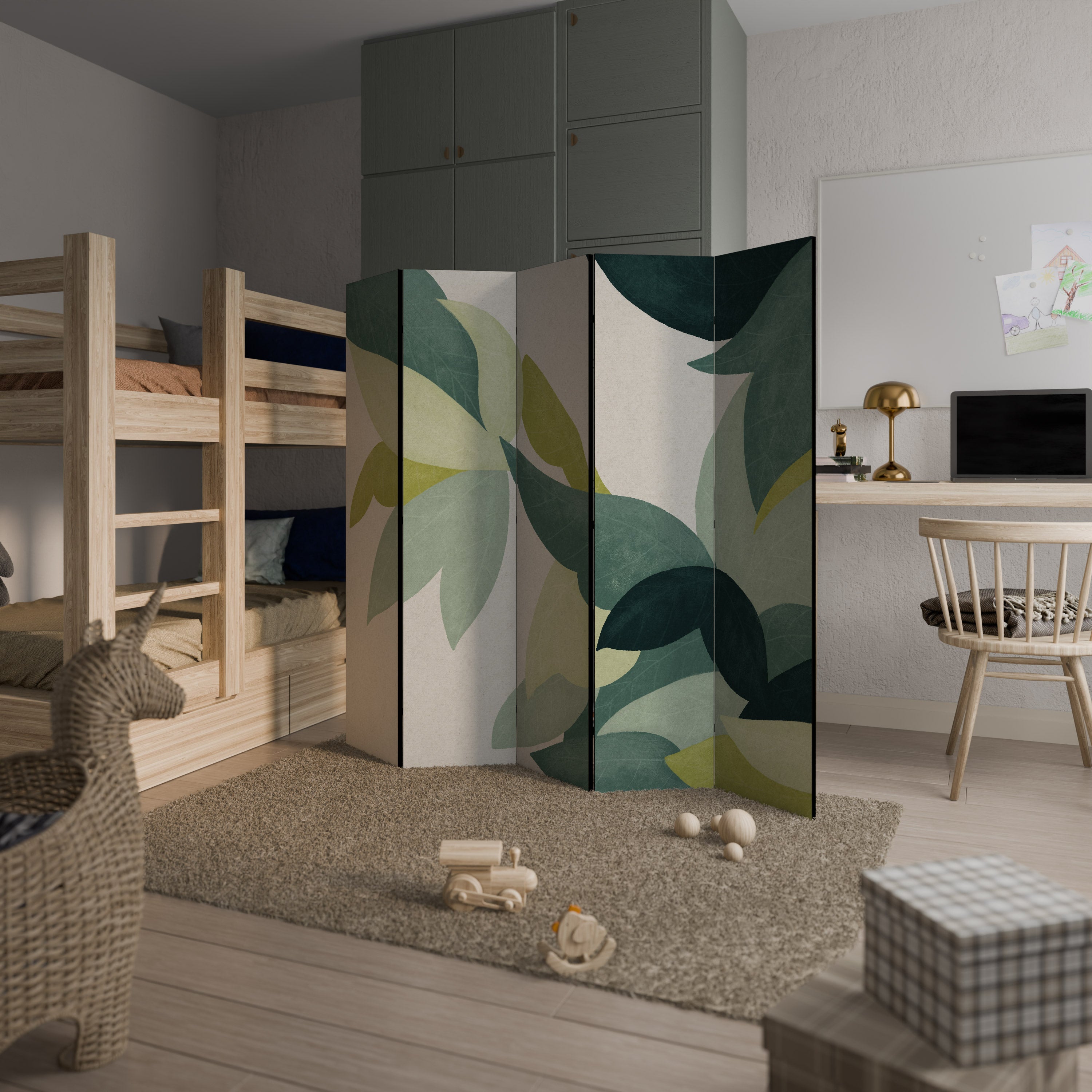 LEAFY VIBRATION 5-Panel Room Divider