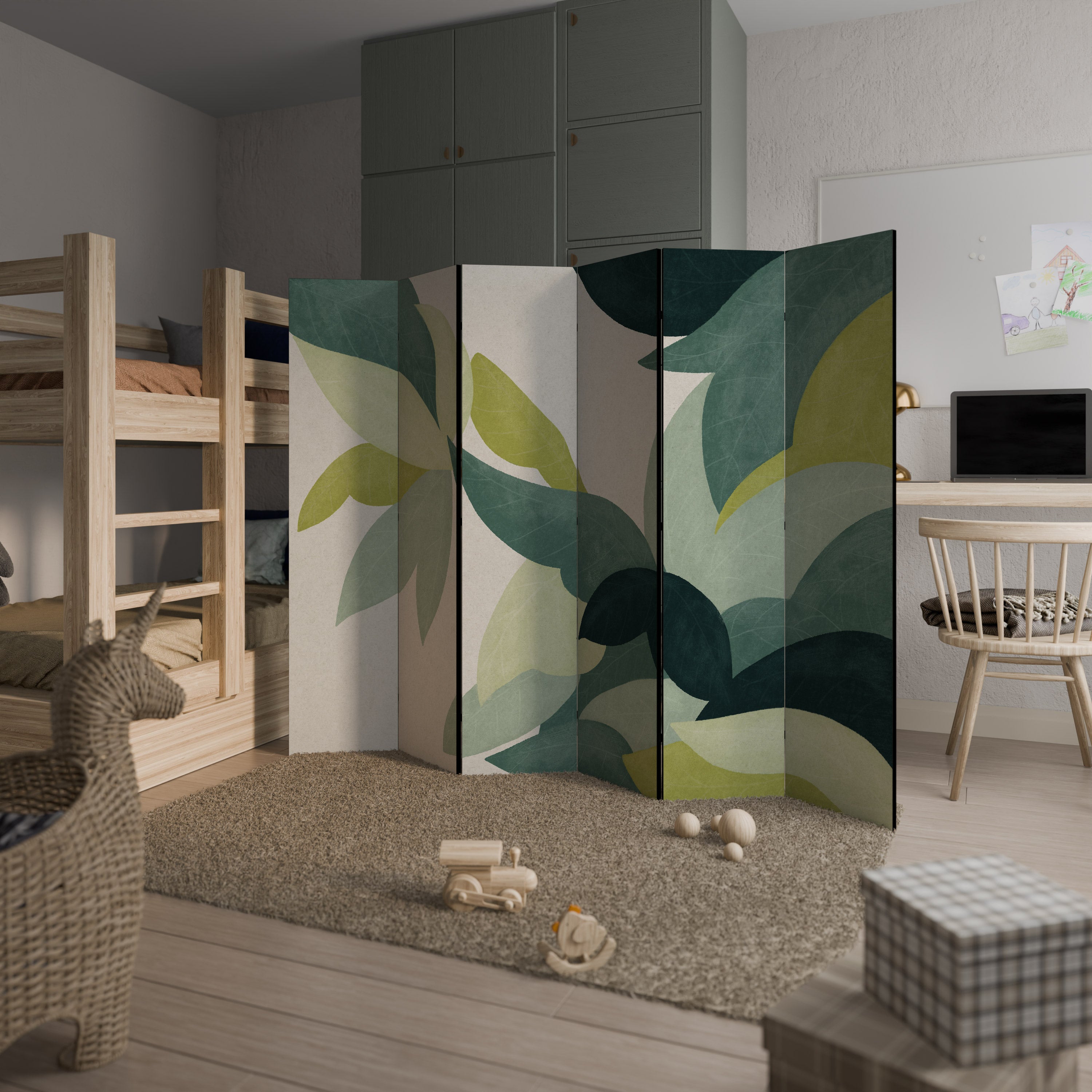 LEAFY VIBRATION 6-Panel Room Divider