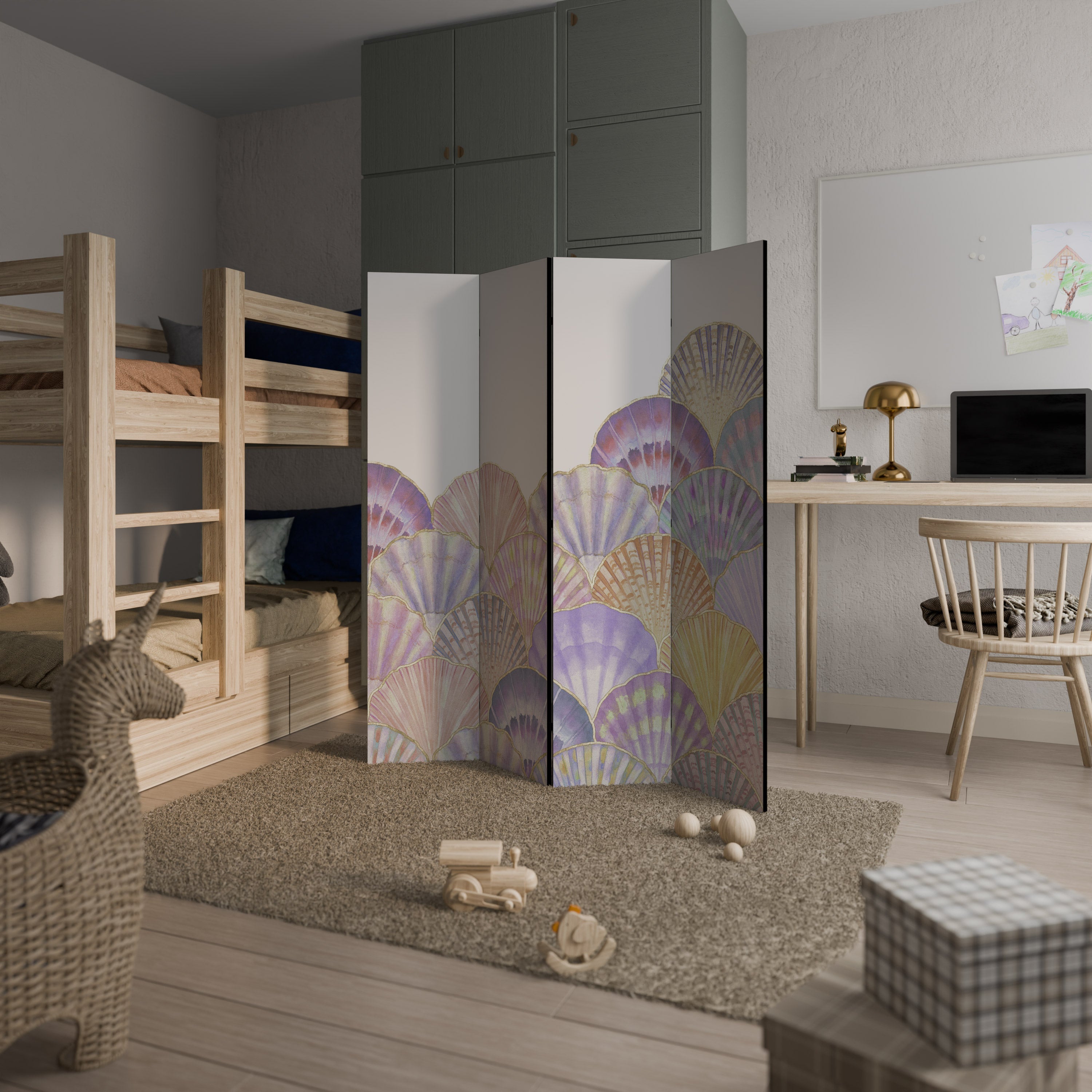 Paravent décoratif à 4 panneaux PASTEL OCEAN DREAMS