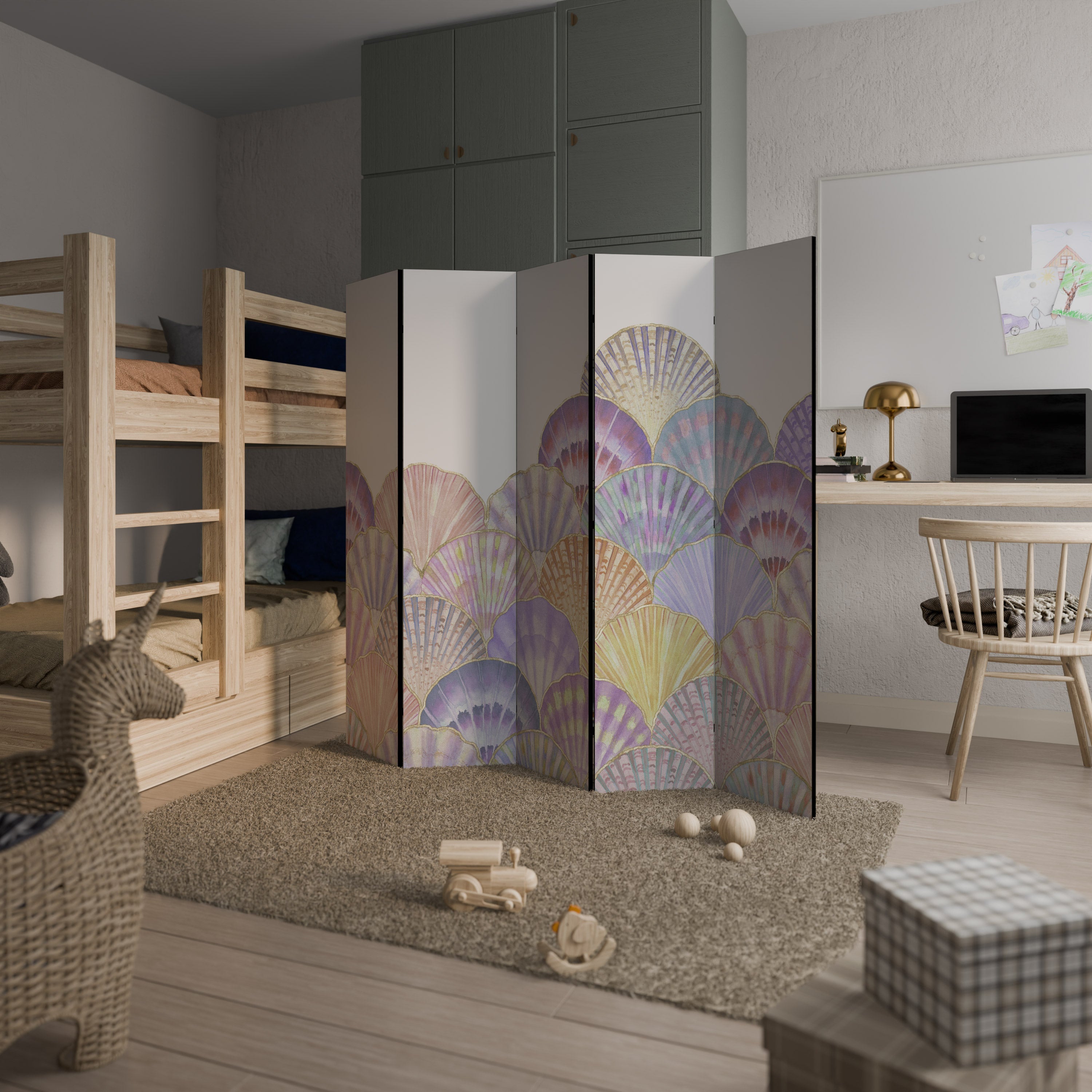 Paravent décoratif à 5 panneaux PASTEL OCEAN DREAMS