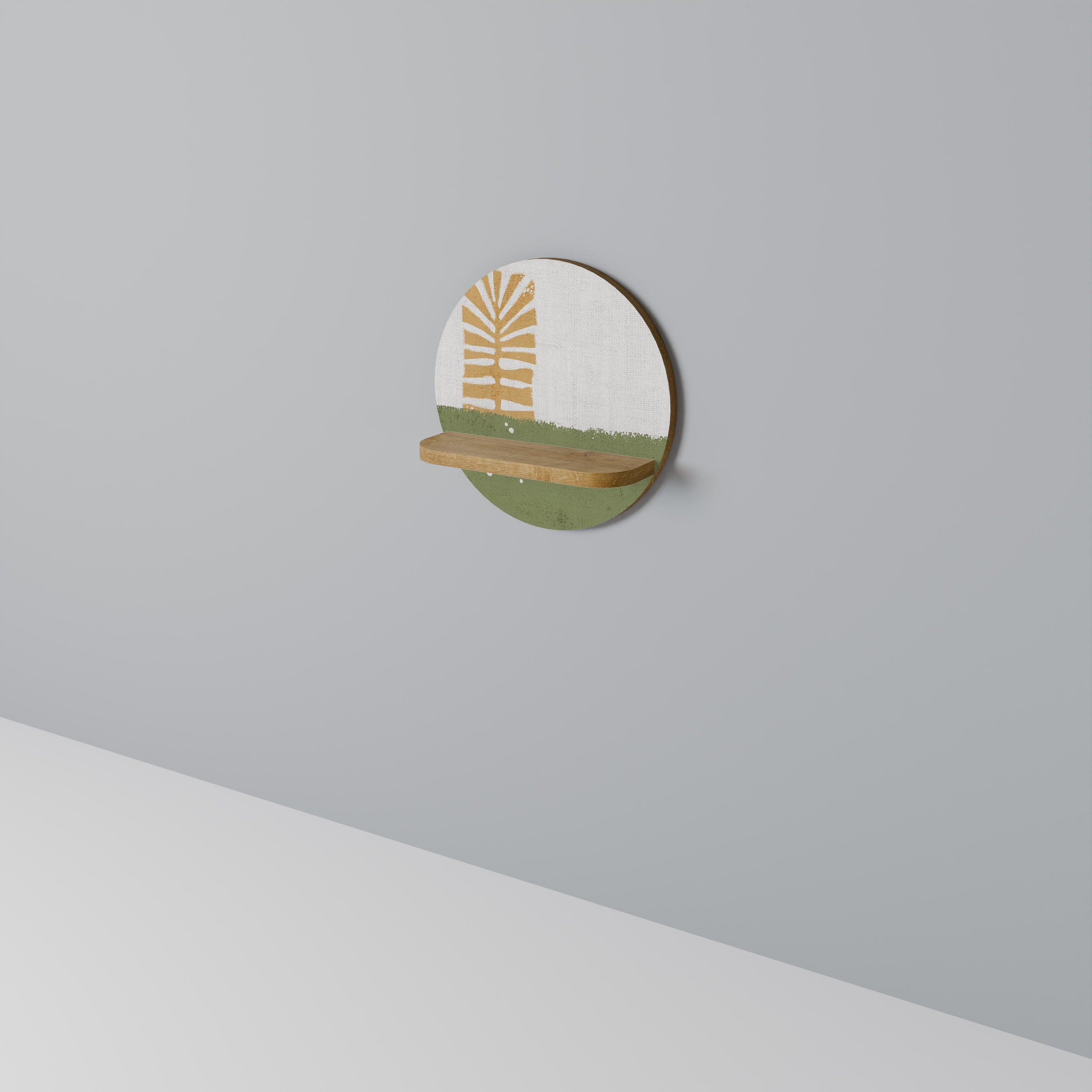 Étagère d'art ronde GREENERY WALK effet chêne