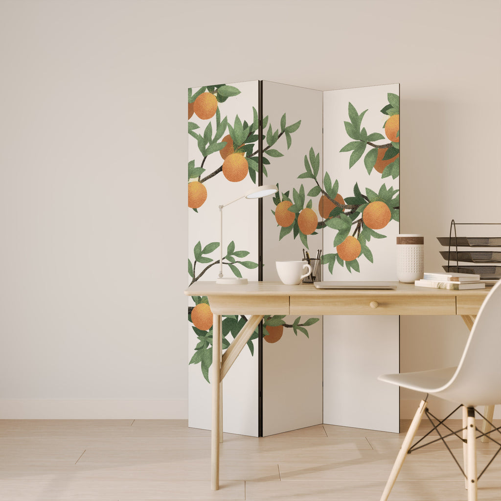 Superbe paravent décoratif à 3 panneaux ORANGE