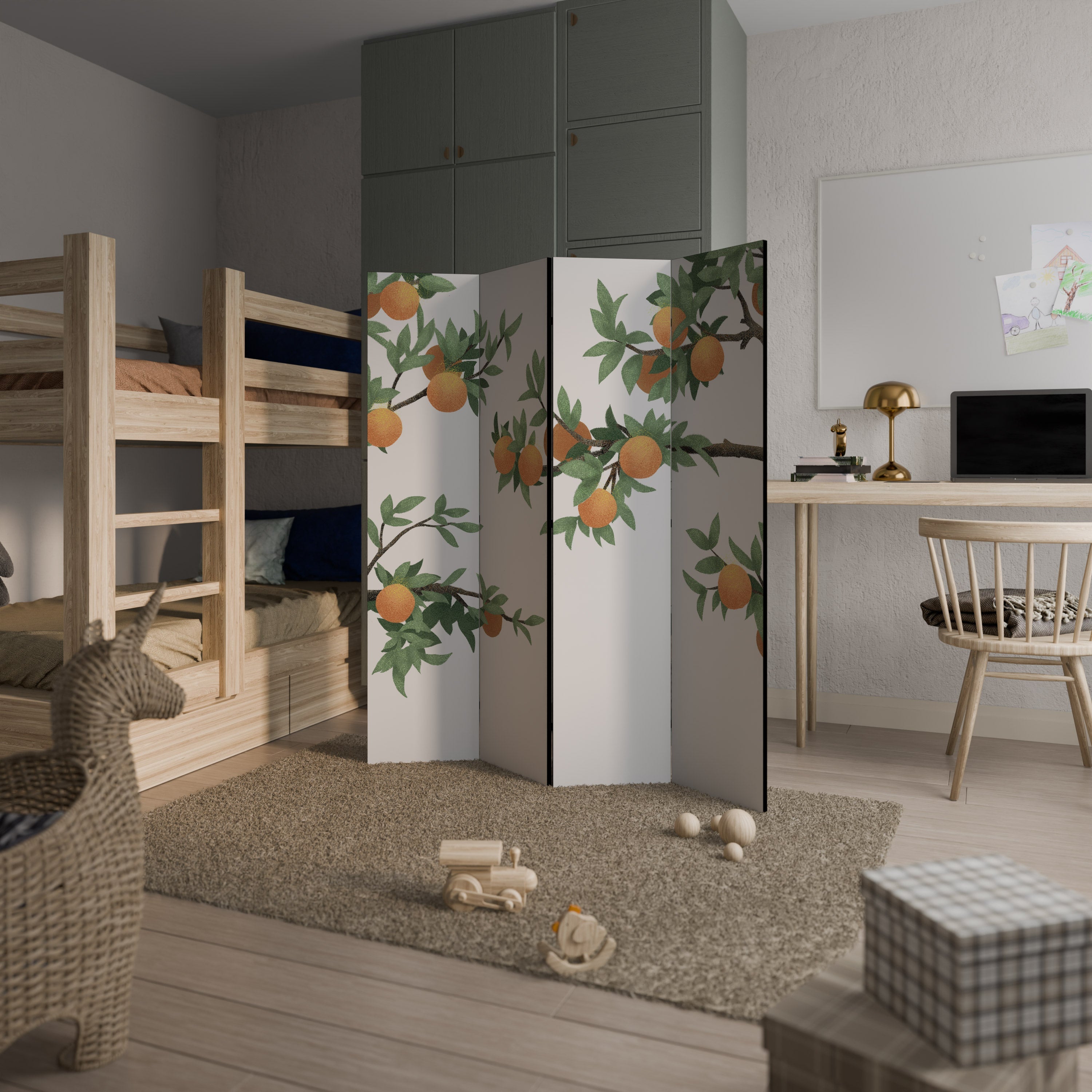 MAGNIFIQUE paravent décoratif à 4 panneaux ORANGE