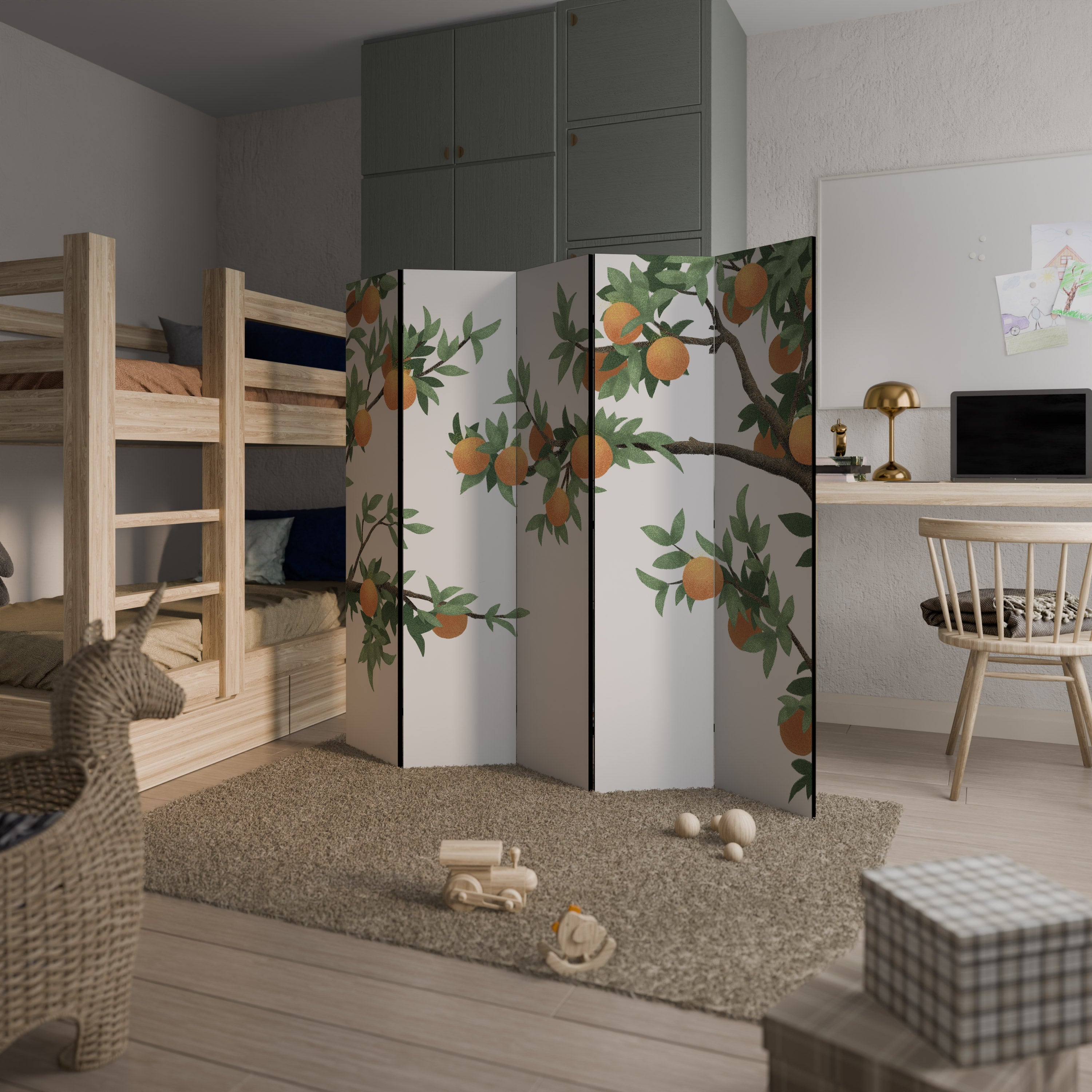 MAGNIFIQUE paravent décoratif à 5 panneaux ORANGE