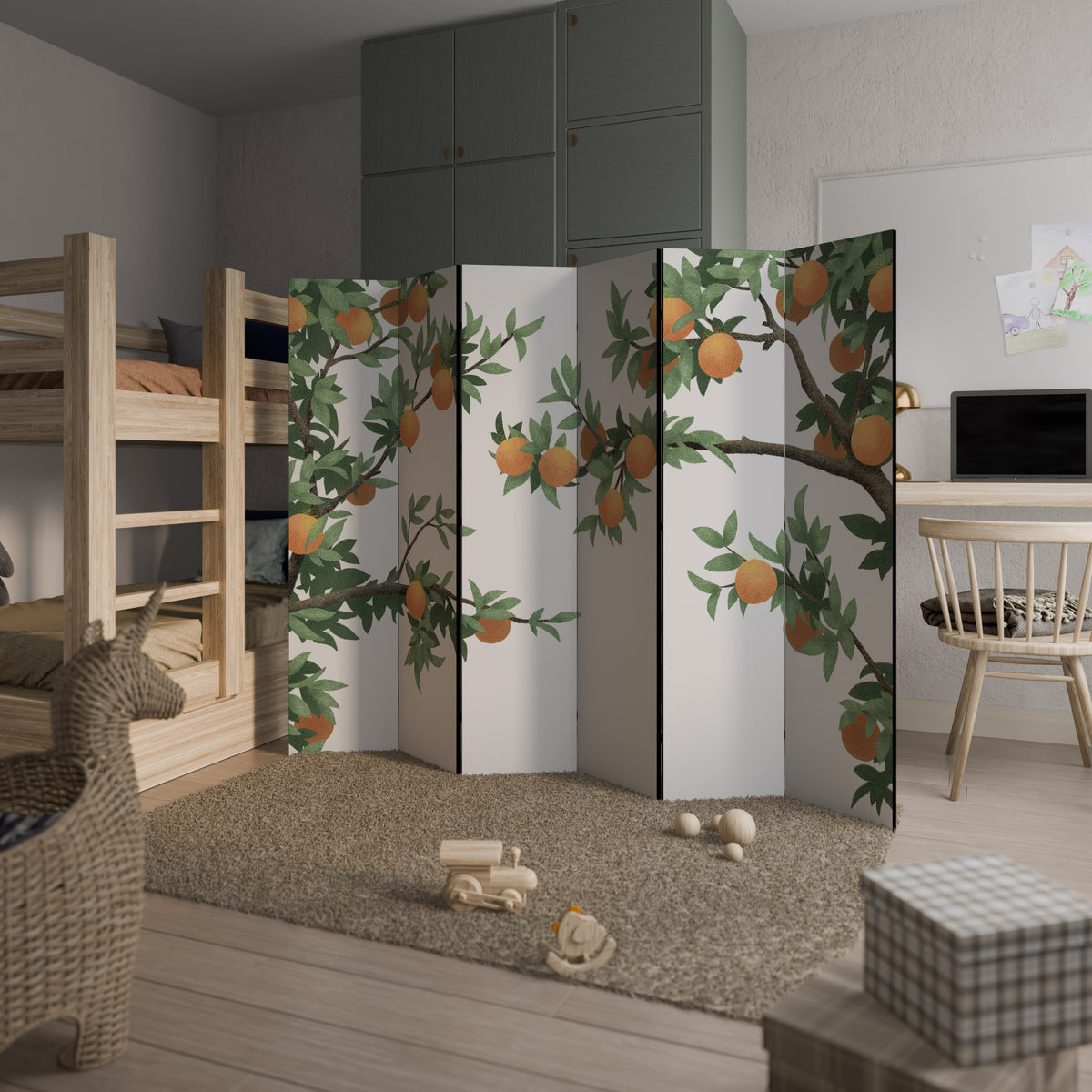 GORGEOUS ORANGE 6-Panel Room Divider