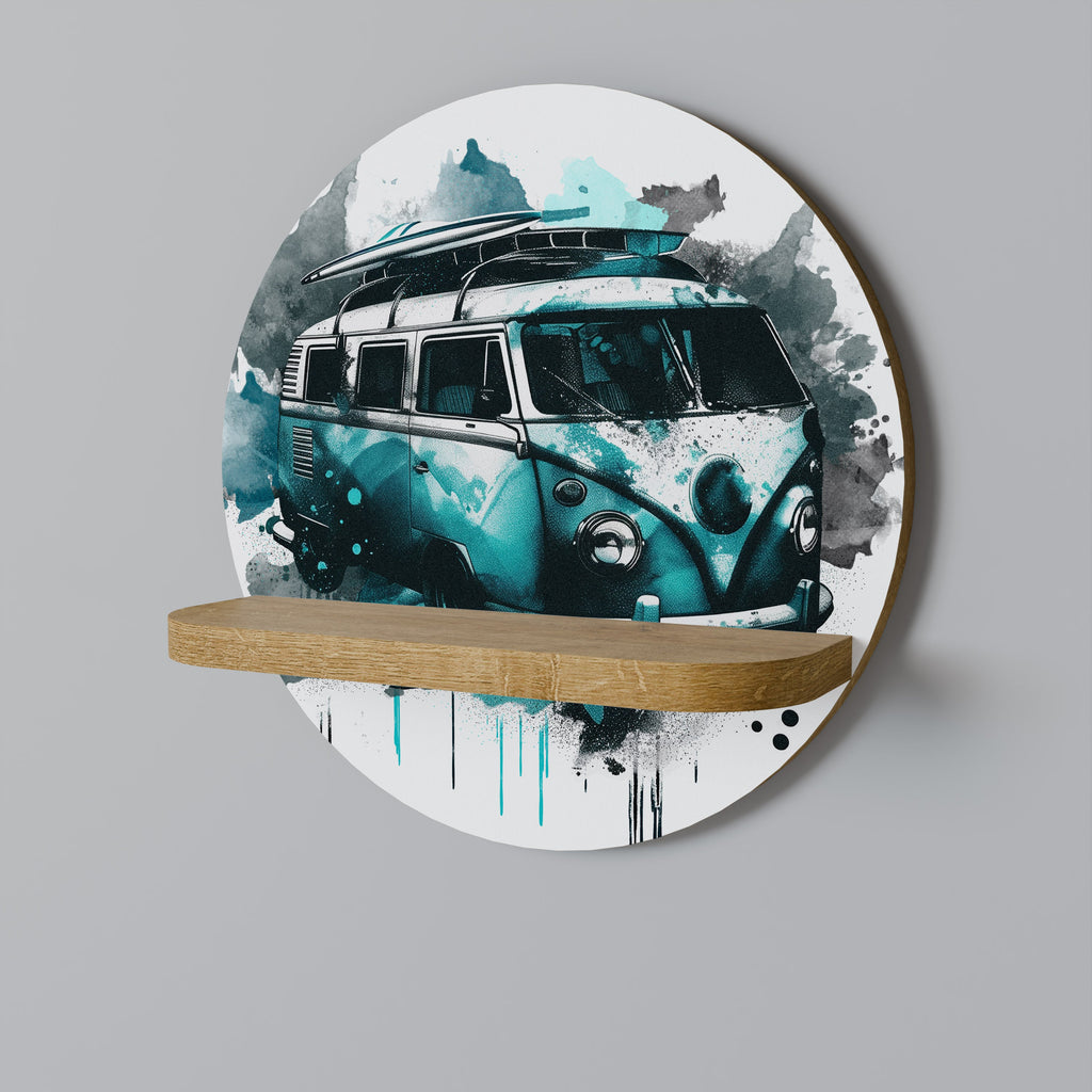 Étagère d'art ronde CARAVELLE LEGEND effet chêne