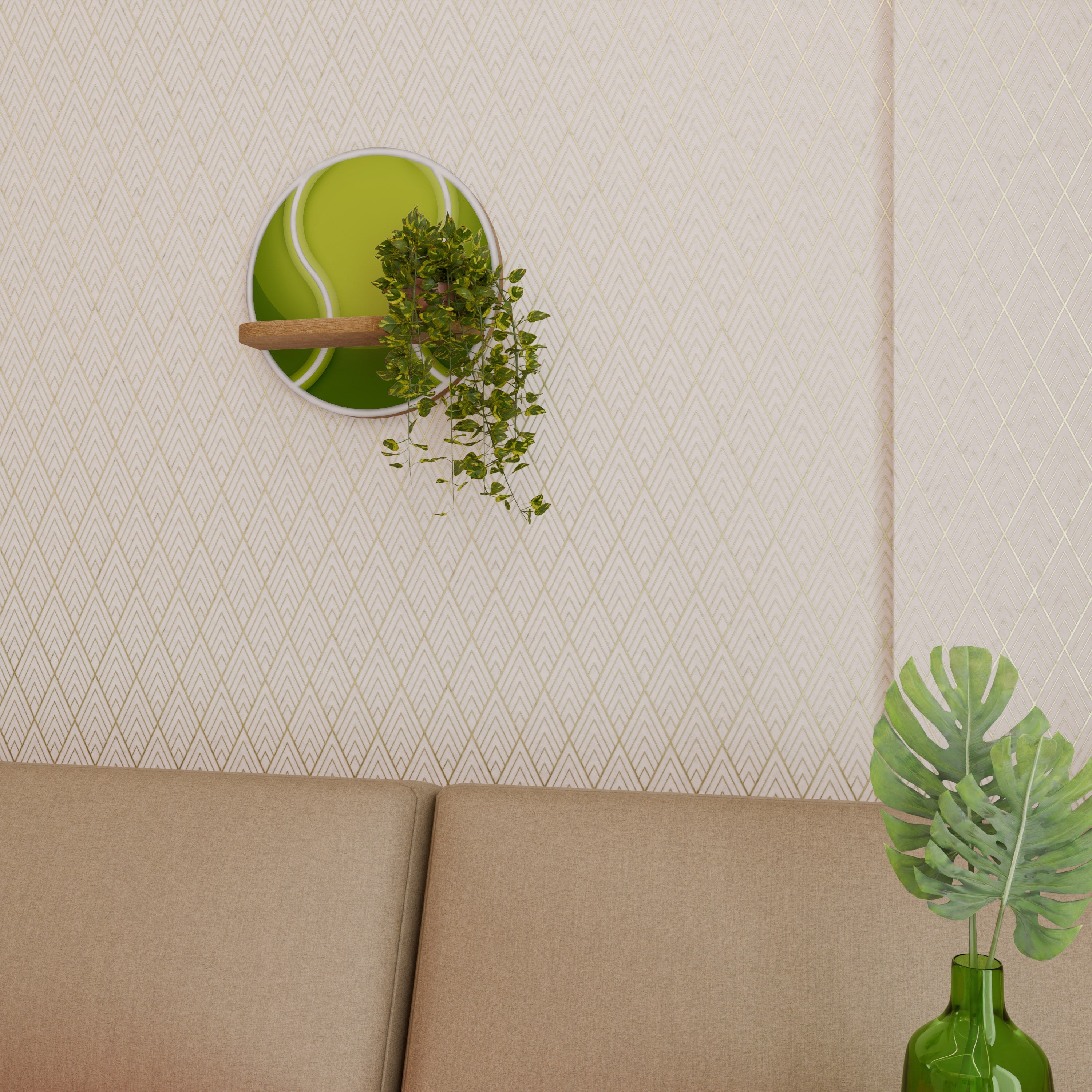 Étagère d'art ronde TENIS POINT effet chêne