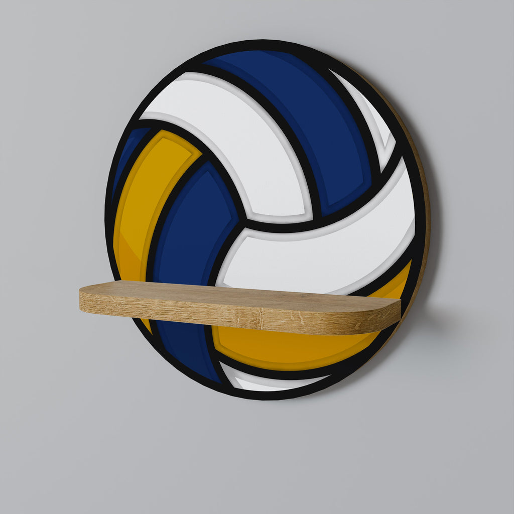 VOLLEYBALL HEED Round Art Shelf In Oak Effect