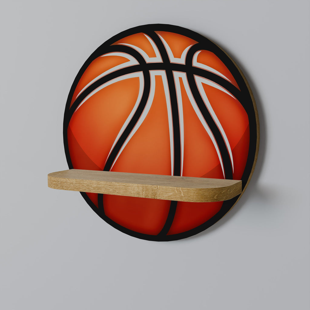 BASKETBALL LUST Round Art Shelf In Oak Effect