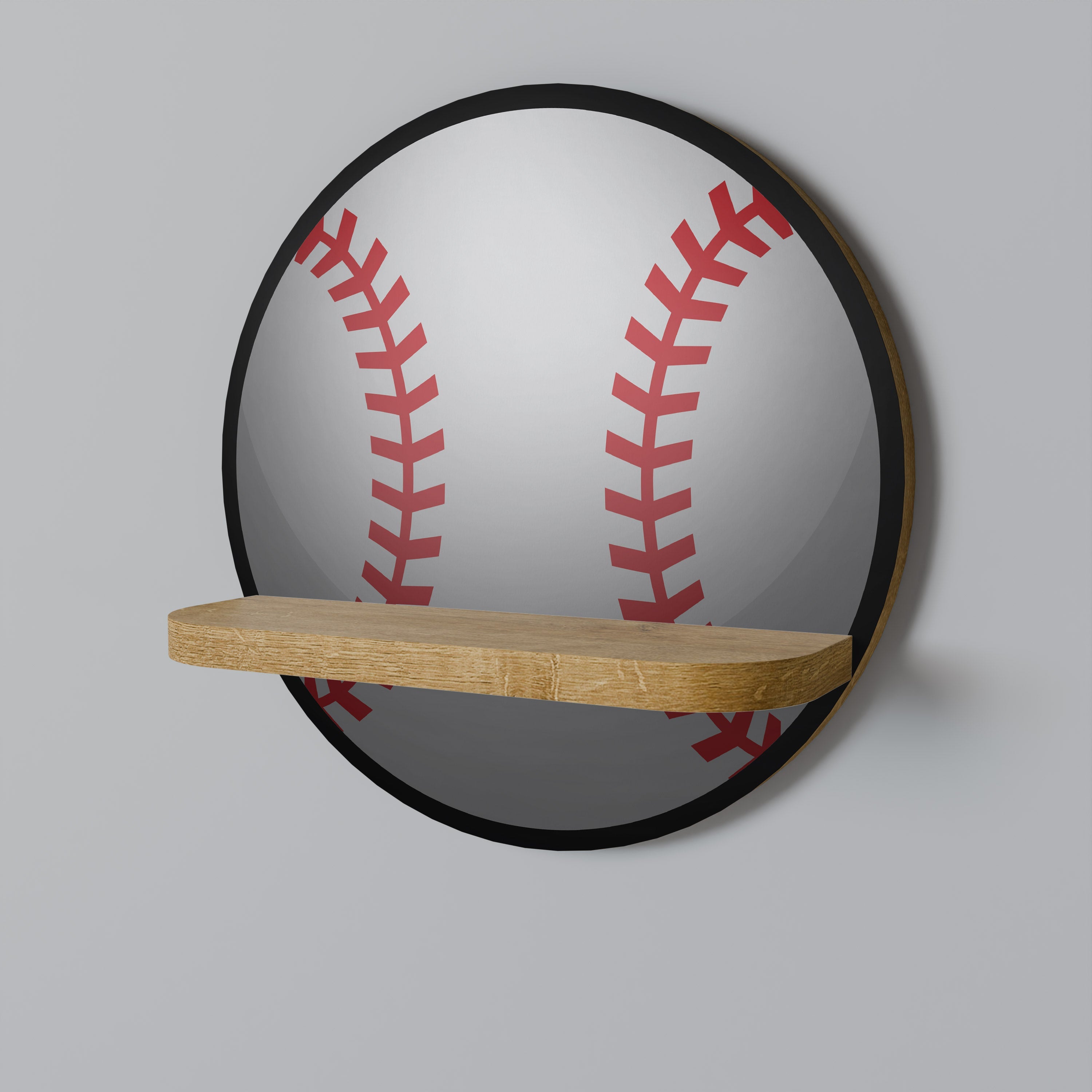 Étagère d'art ronde BASEBALL AlLURE effet chêne