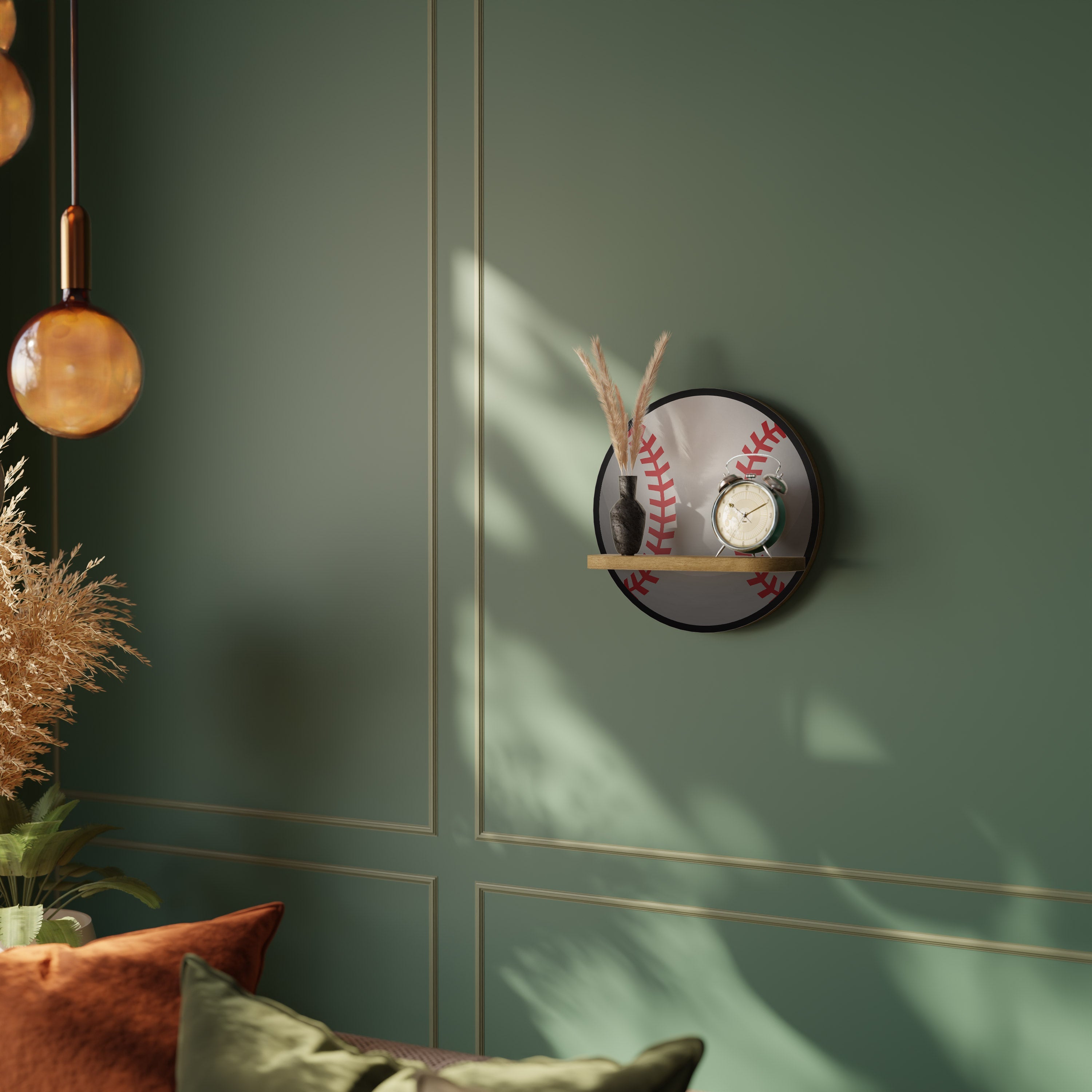 Étagère d'art ronde BASEBALL AlLURE effet chêne