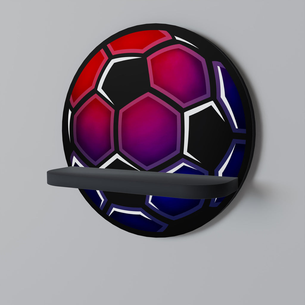 Étagère d'art ronde FOOTBALL DREAM en finition noire