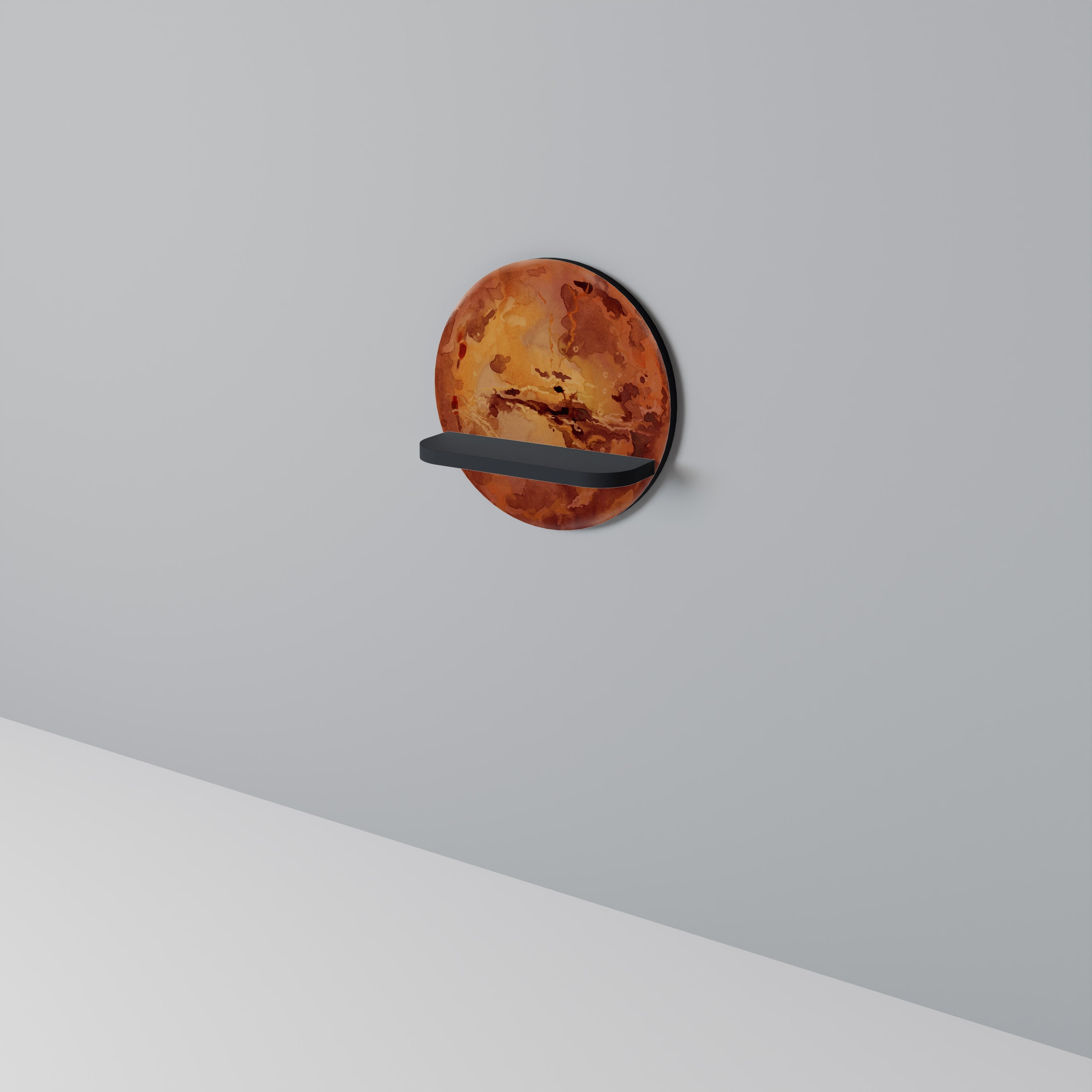 Étagère d'art ronde MARS TREAD en finition noire