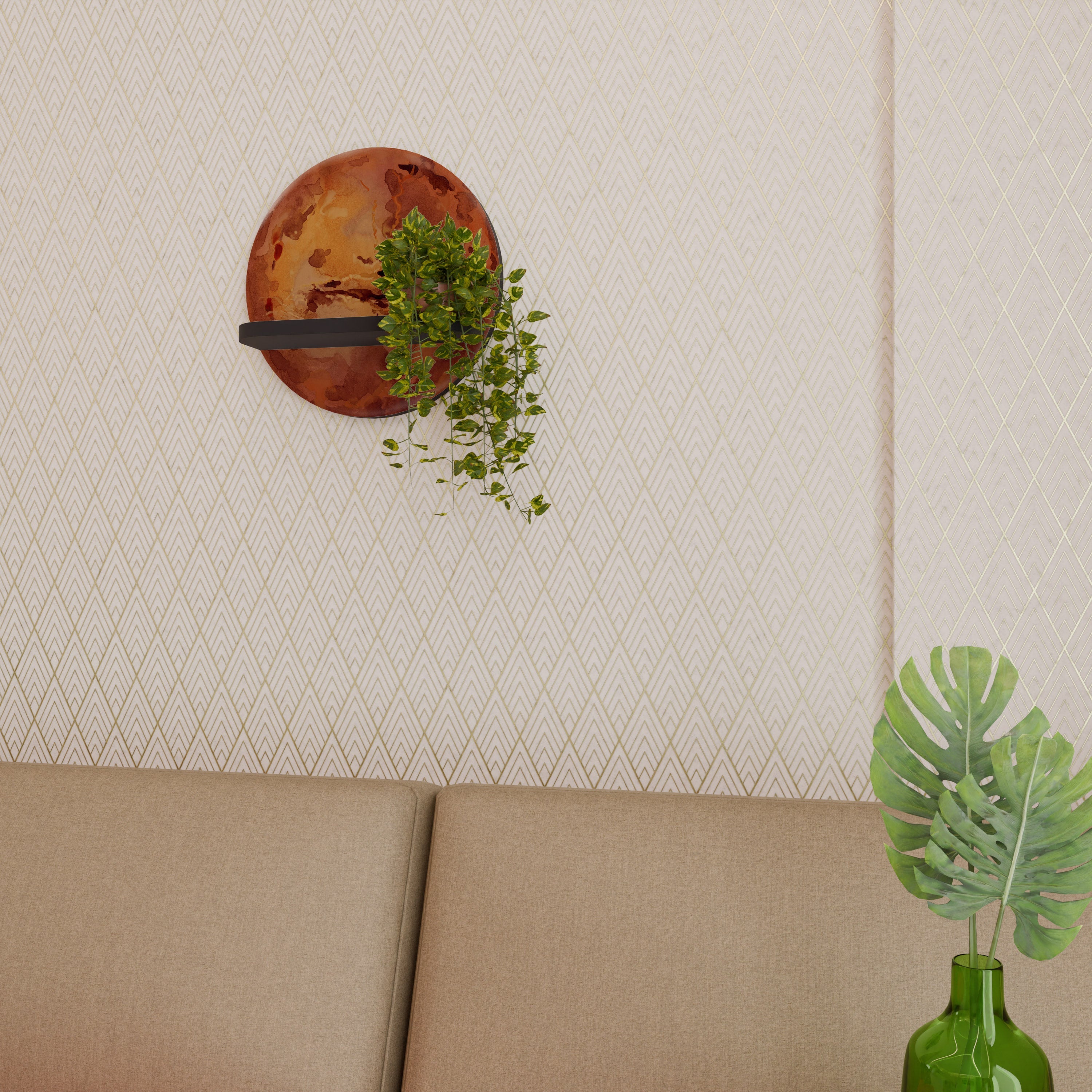 Étagère d'art ronde MARS TREAD en finition noire