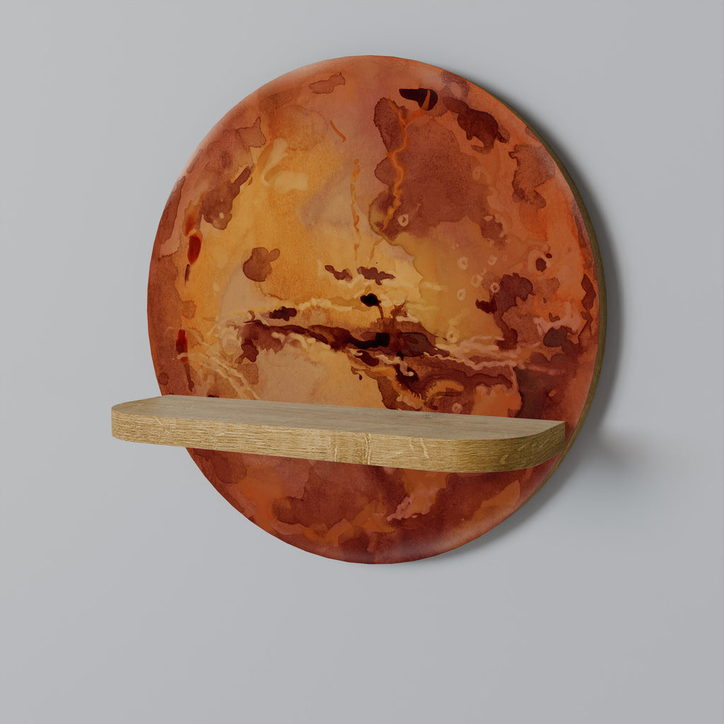 Étagère d'art ronde MARS TREAD effet chêne