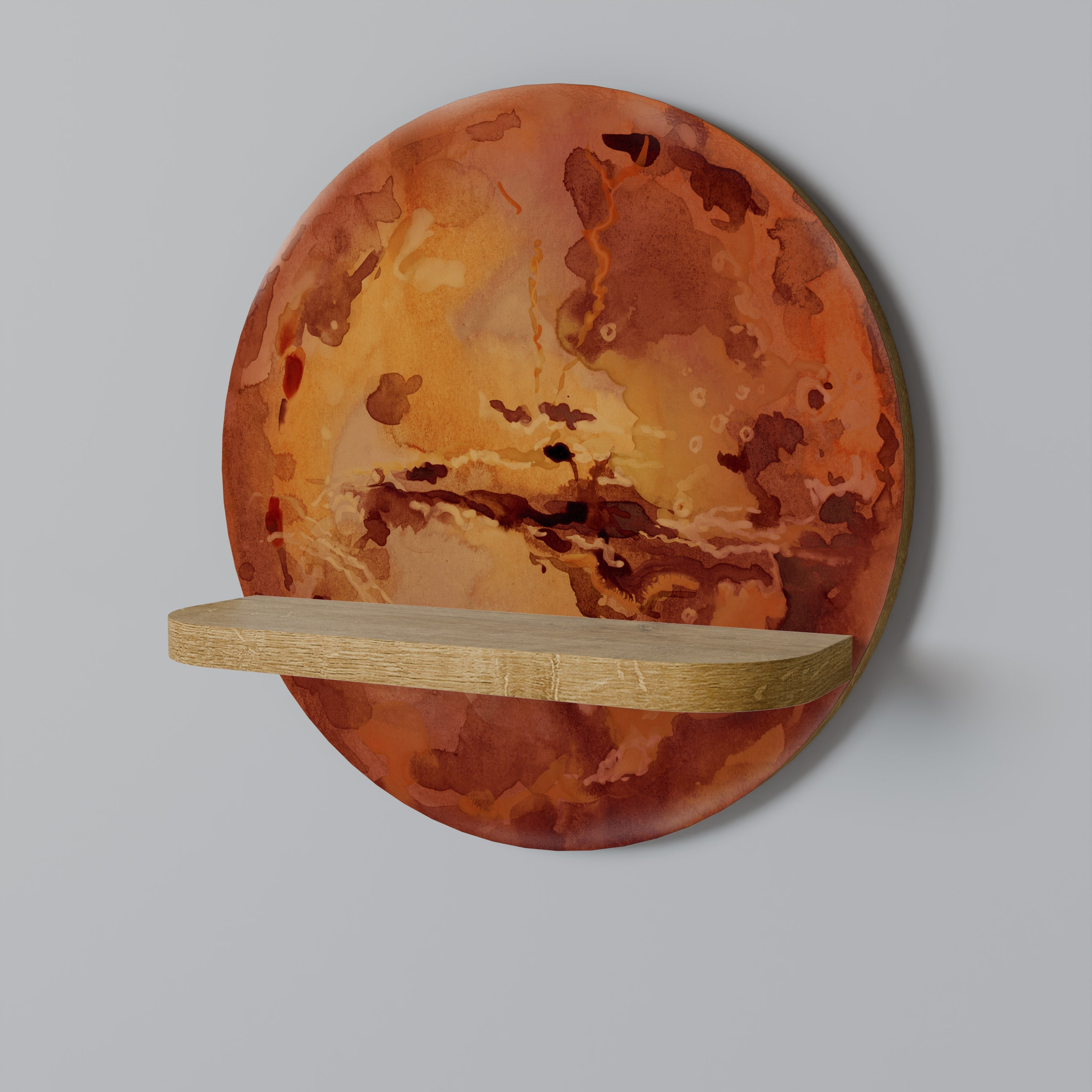 Étagère d'art ronde MARS TREAD effet chêne