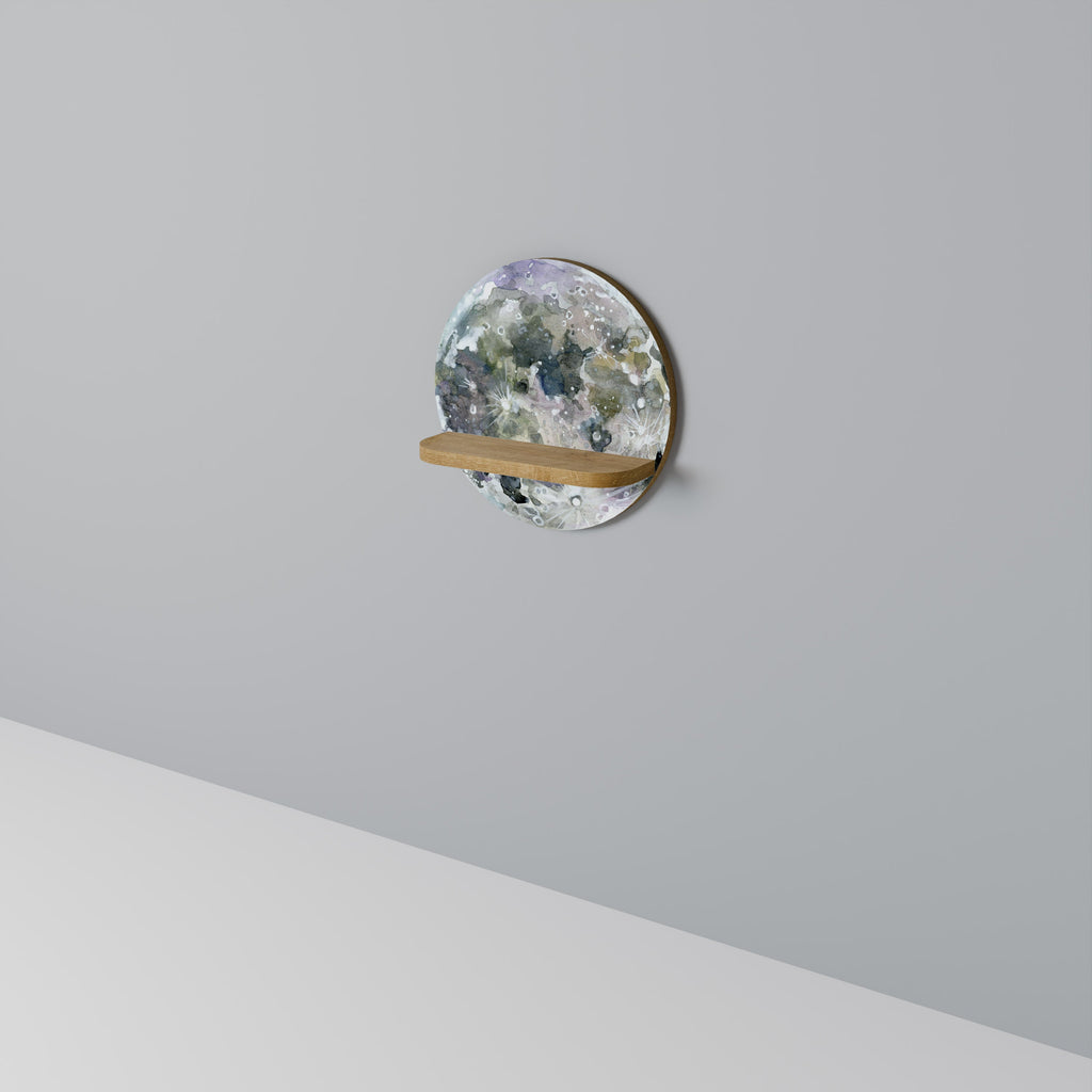 Étagère d'art ronde MOON WANDER effet chêne