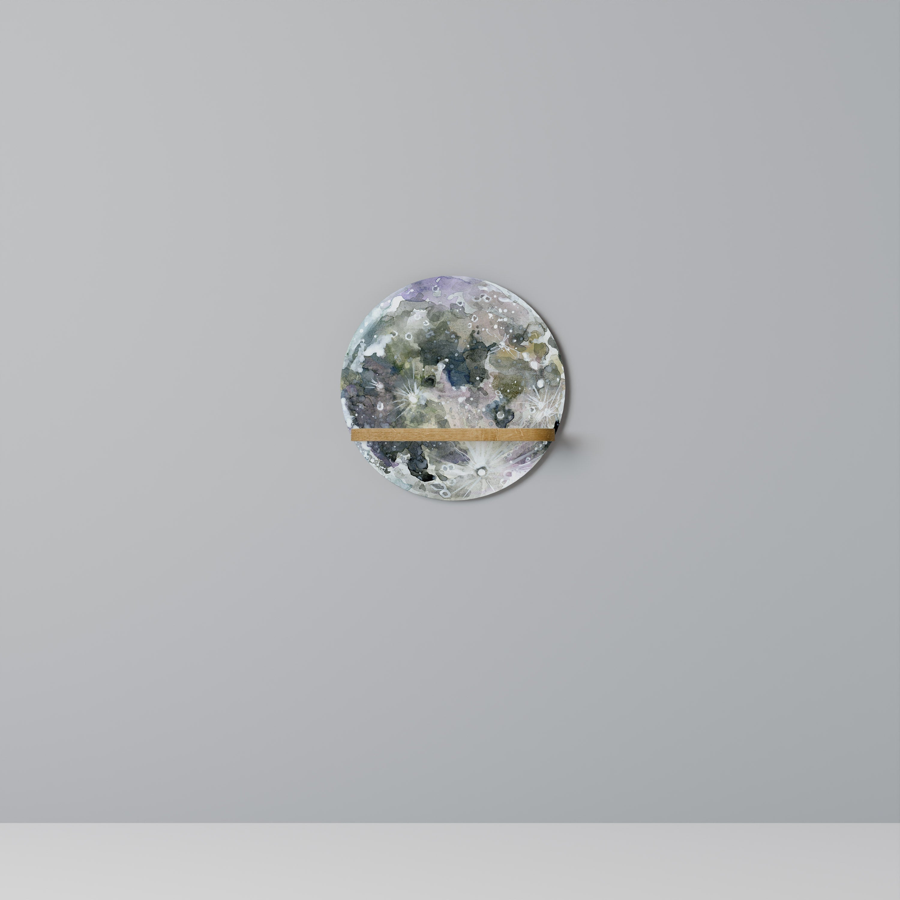 Étagère d'art ronde MOON WANDER effet chêne