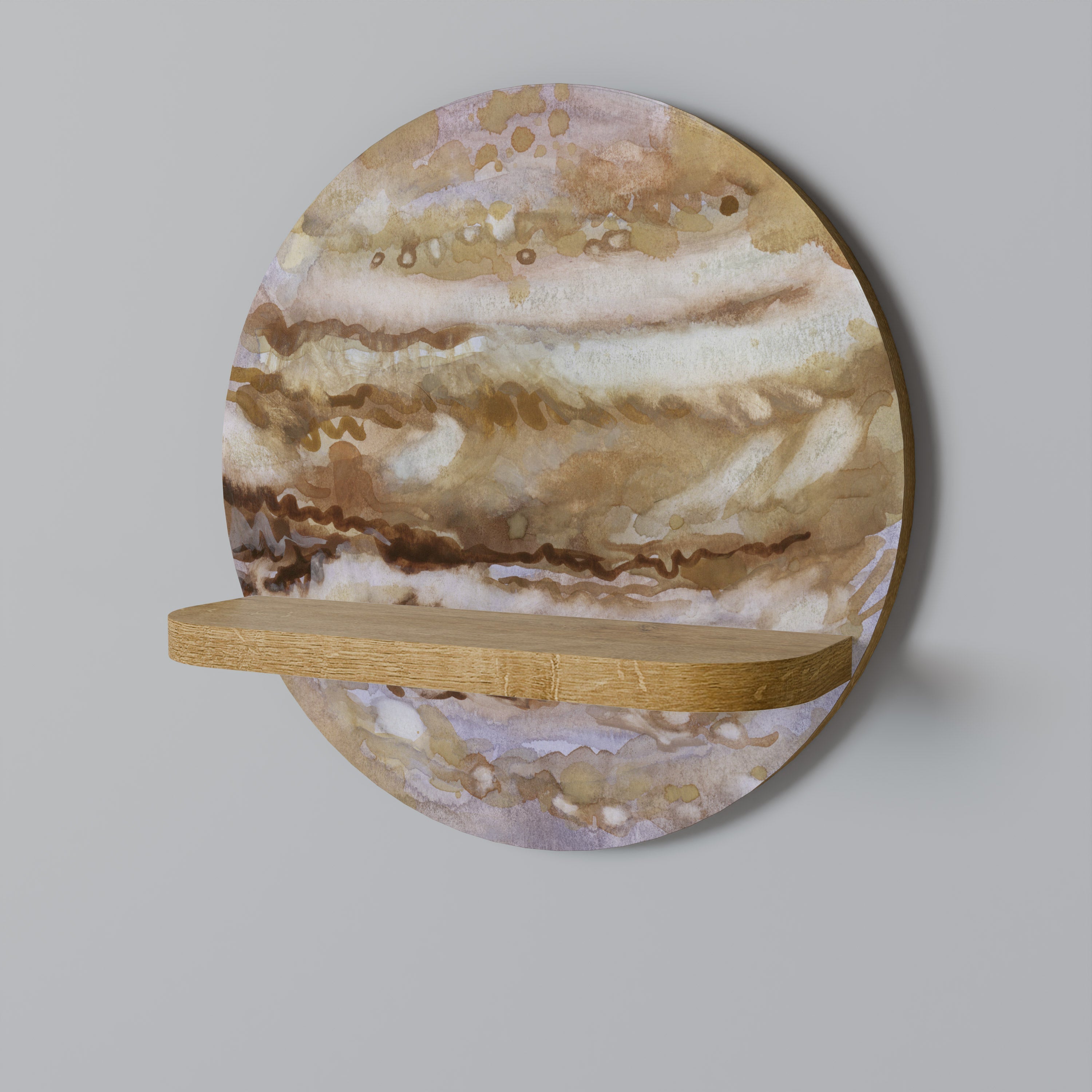 Étagère d'art ronde JUPITER WALK effet chêne
