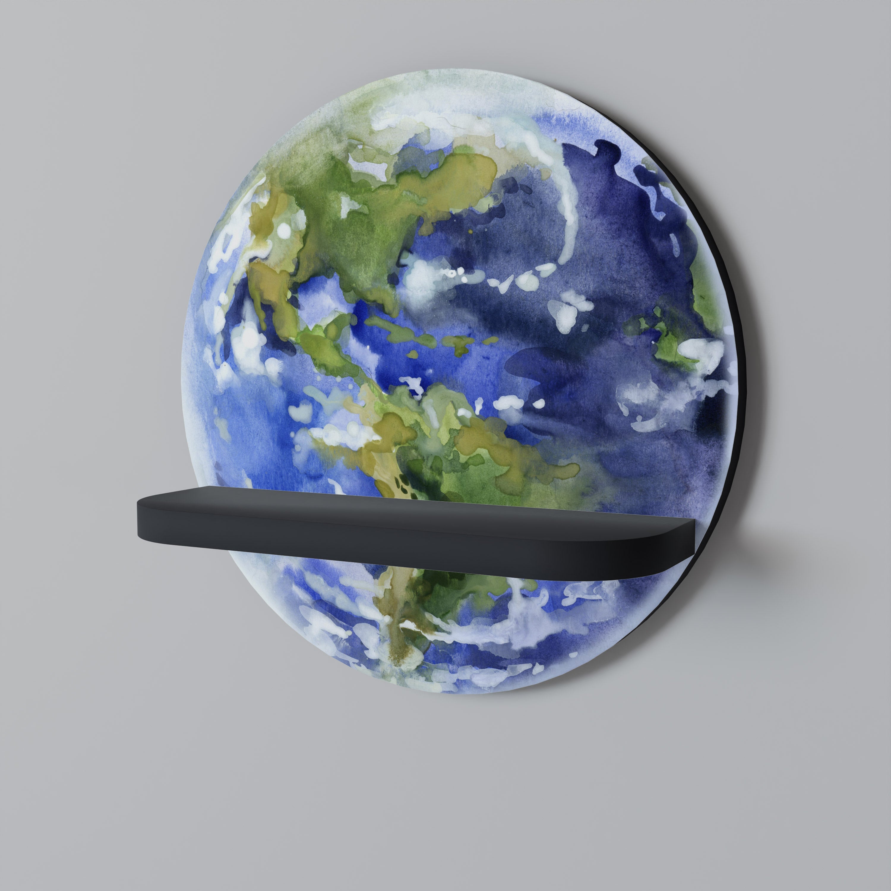 Étagère d'art ronde EARTH TROOP en finition noire