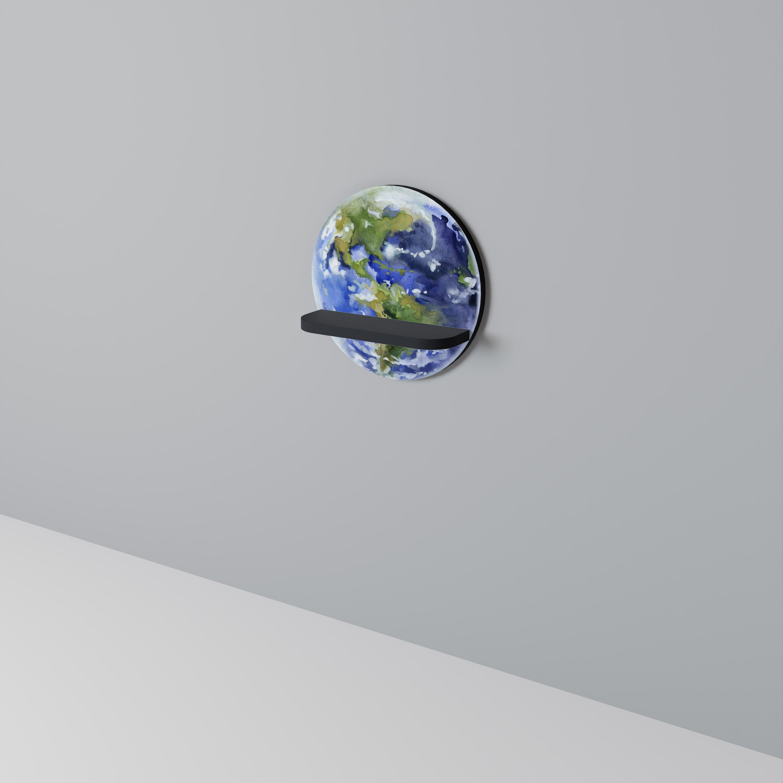 Étagère d'art ronde EARTH TROOP en finition noire