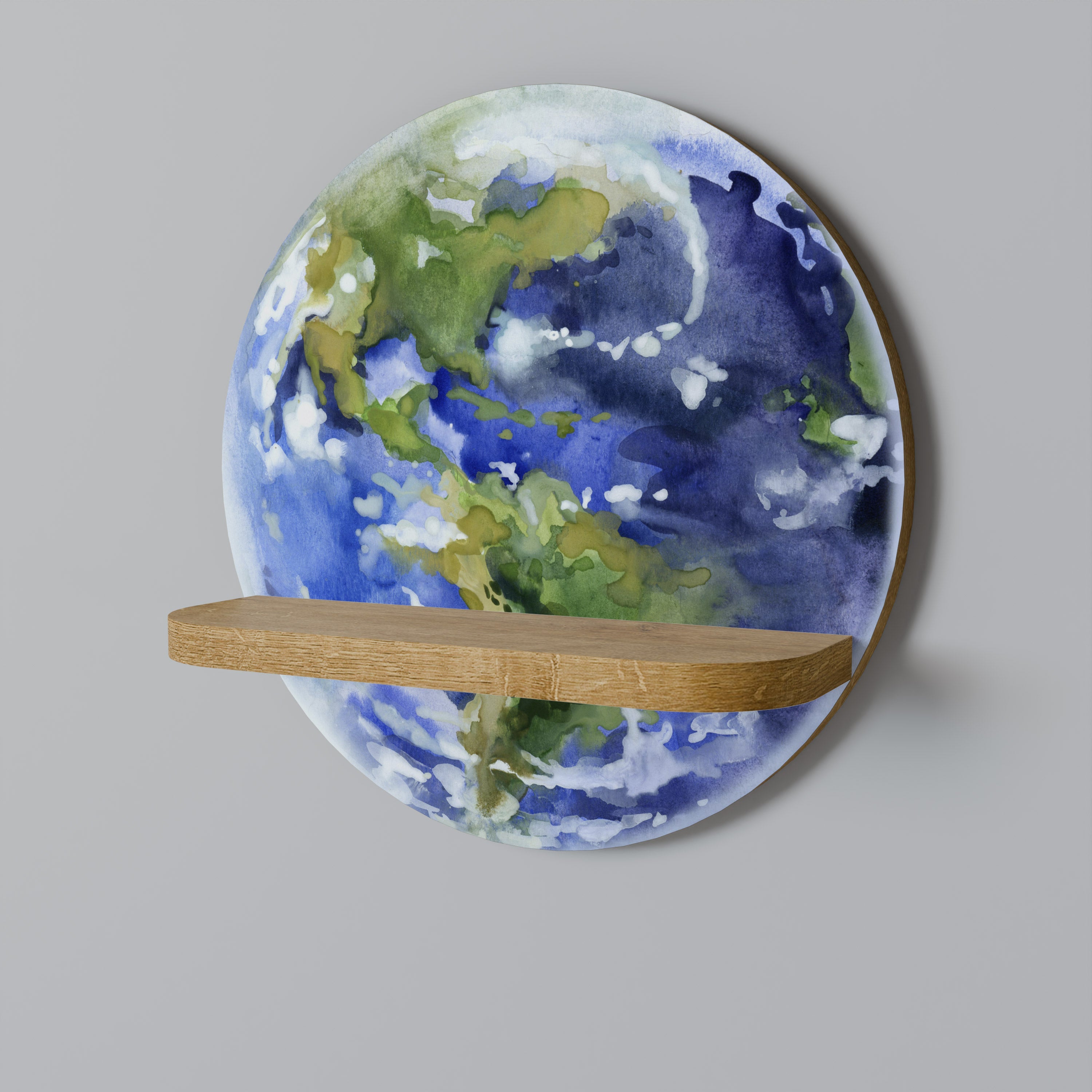 Étagère d'art ronde EARTH TROOP effet chêne