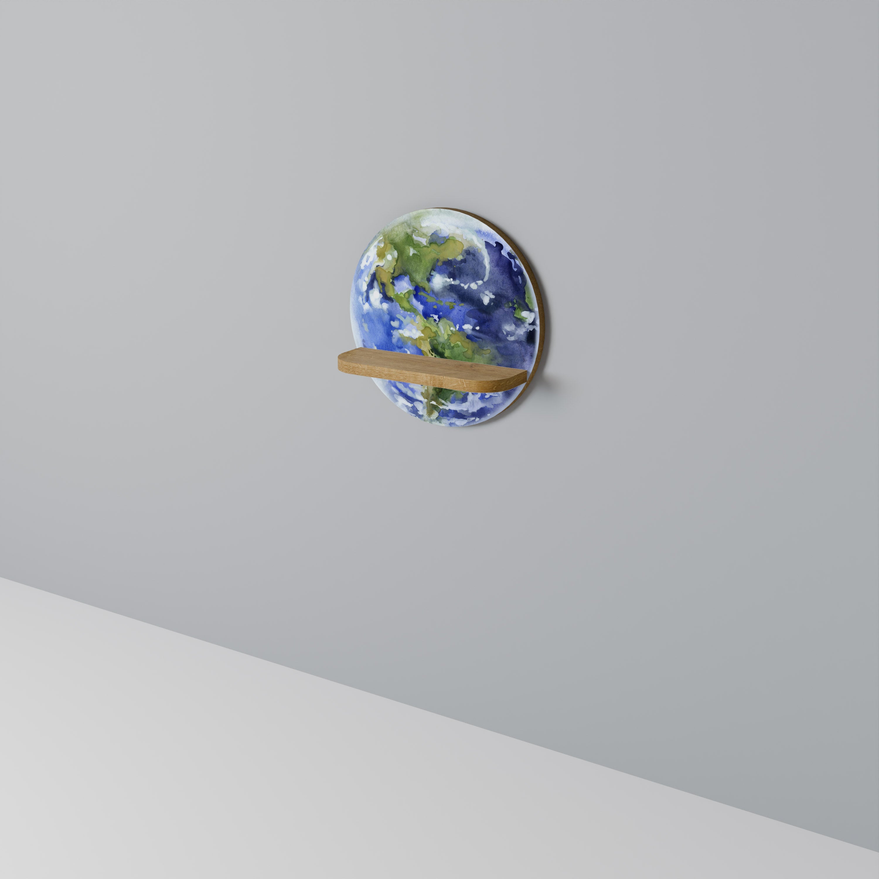 Étagère d'art ronde EARTH TROOP effet chêne