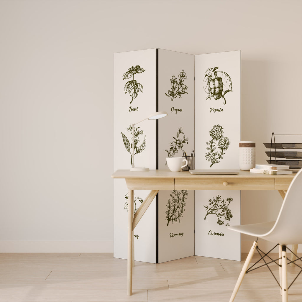 HERBAL FINESSE - ENG Séparateur de pièce décoratif à 3 panneaux