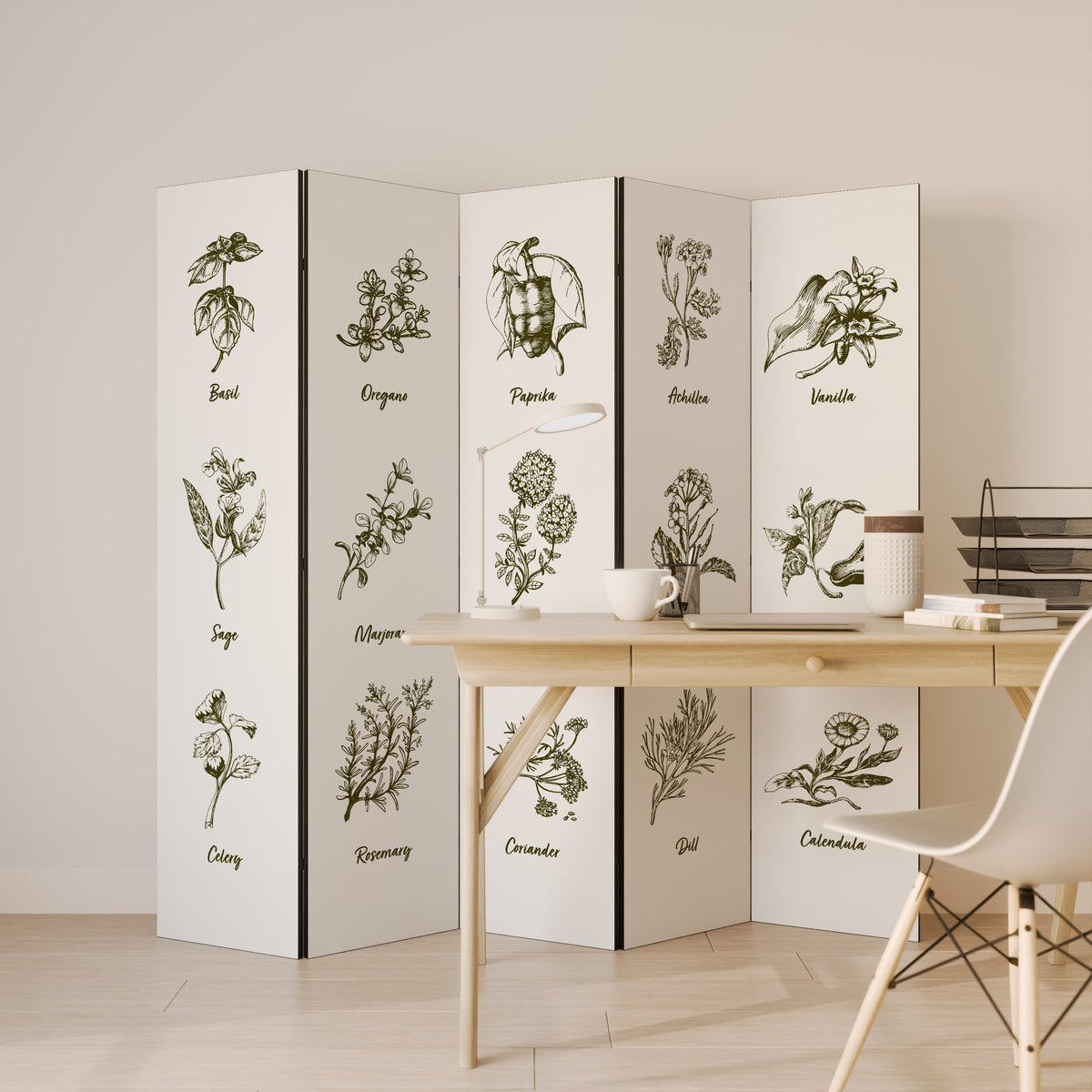 HERBAL FINESSE - ENG 5-Panel Room Divider