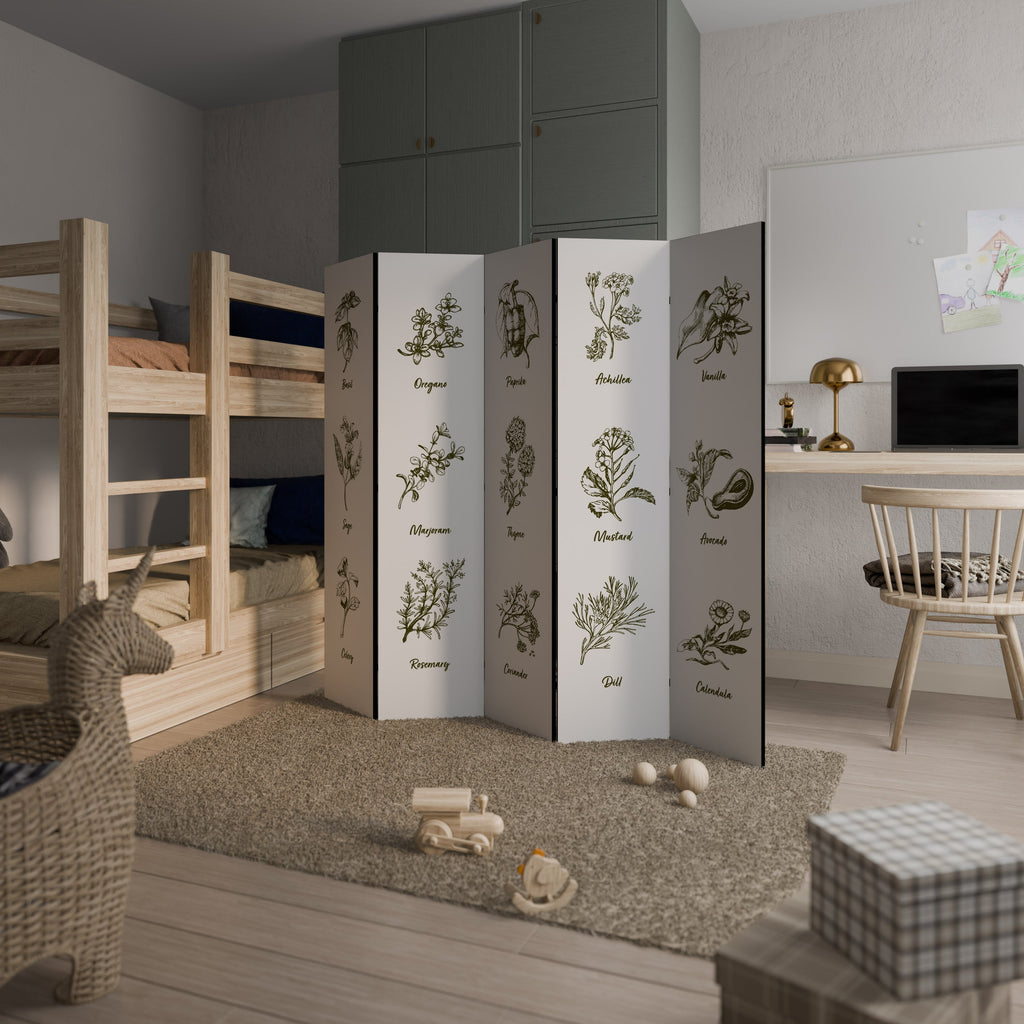 HERBAL FINESSE - ENG Séparateur de pièce décoratif à 5 panneaux