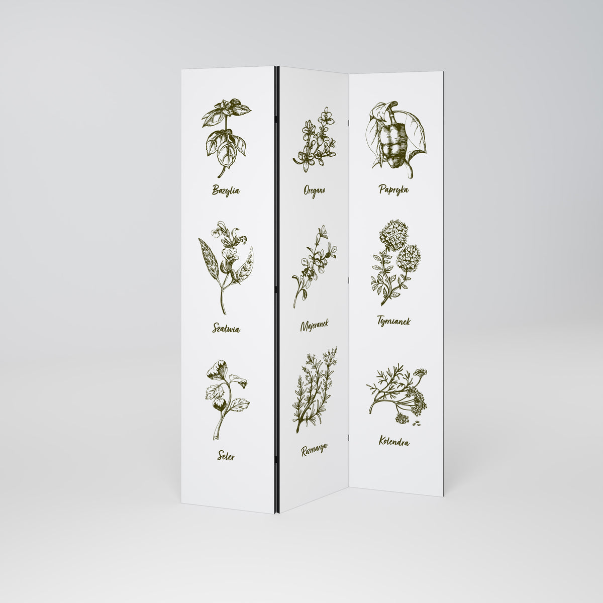 WHISPERS OF WILD HERBS 3-Panel Room Divider