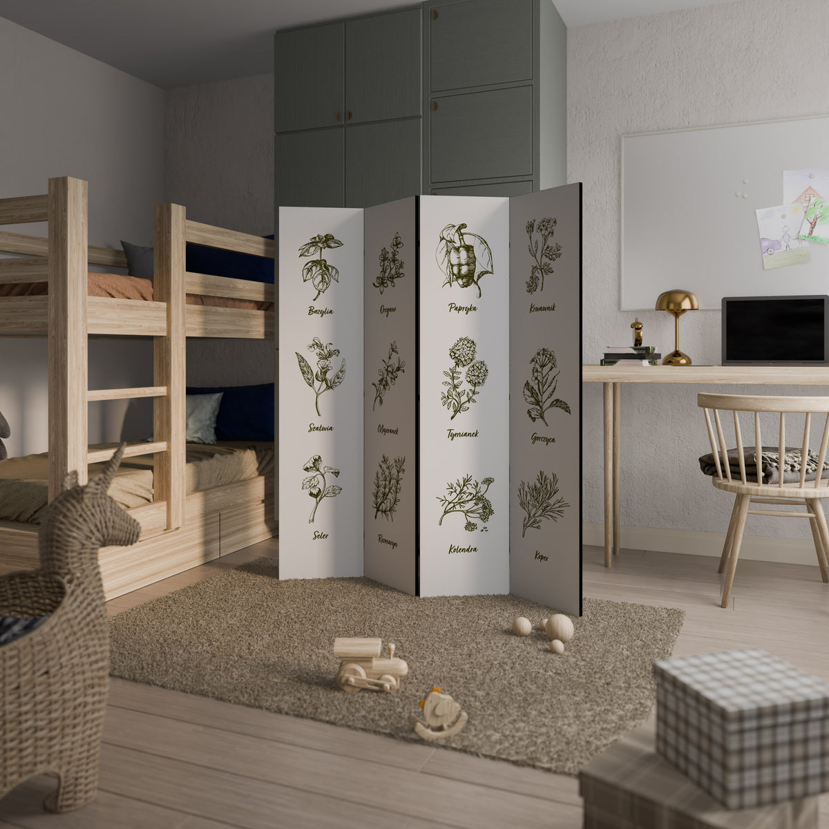 WHISPERS OF WILD HERBS 4-Panel Room Divider