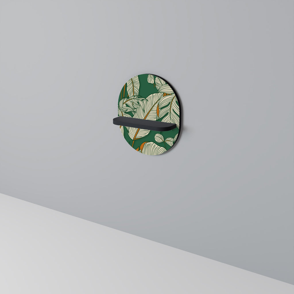 VERDANT PLEASURES Oval Art Shelf In Black Finish