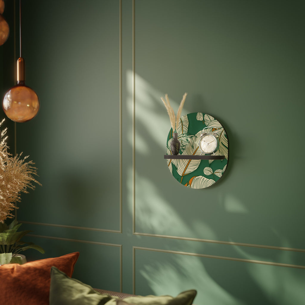 VERDANT PLEASURES Oval Art Shelf In Black Finish