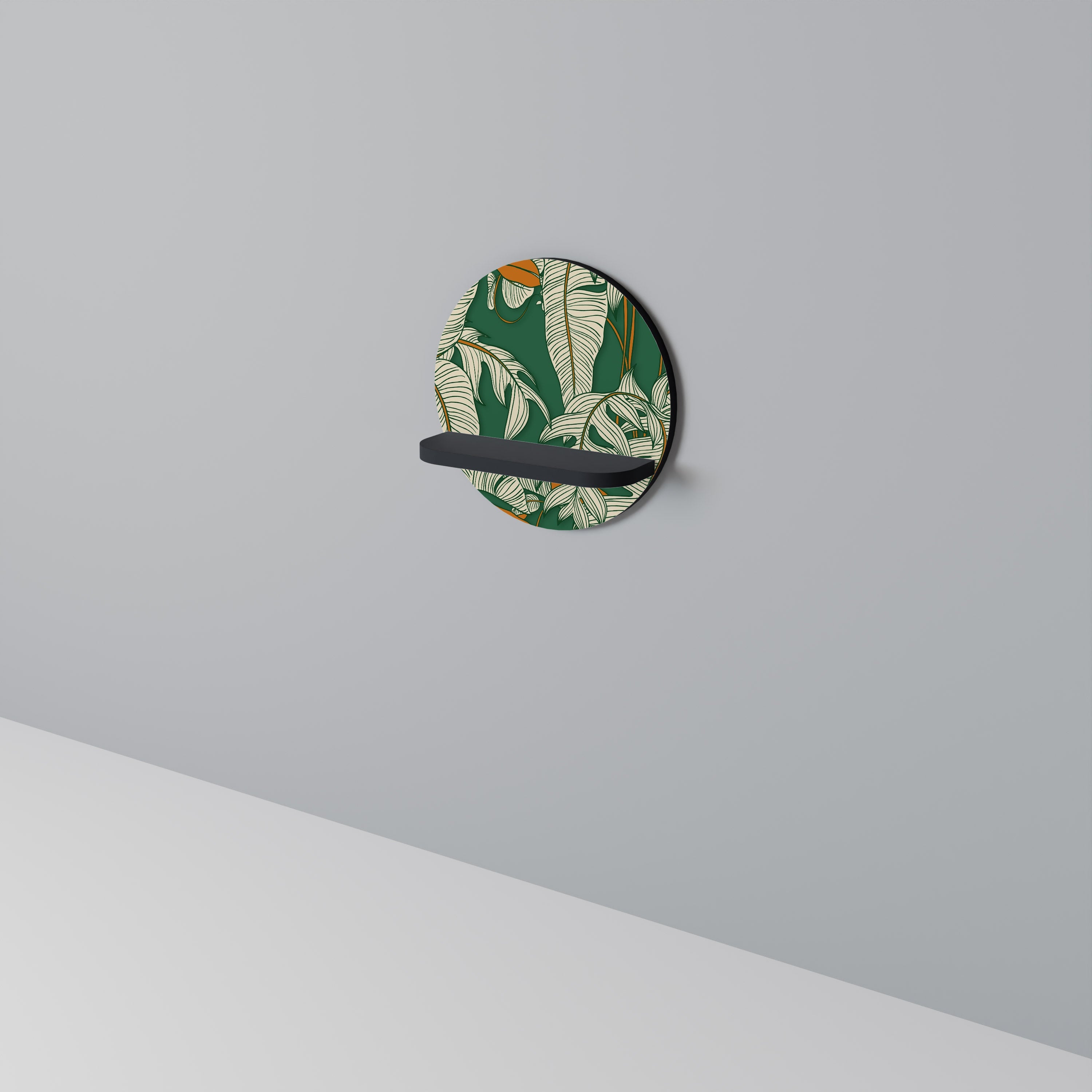 Étagère d'art ronde VERDANT PLEASURES en finition noire