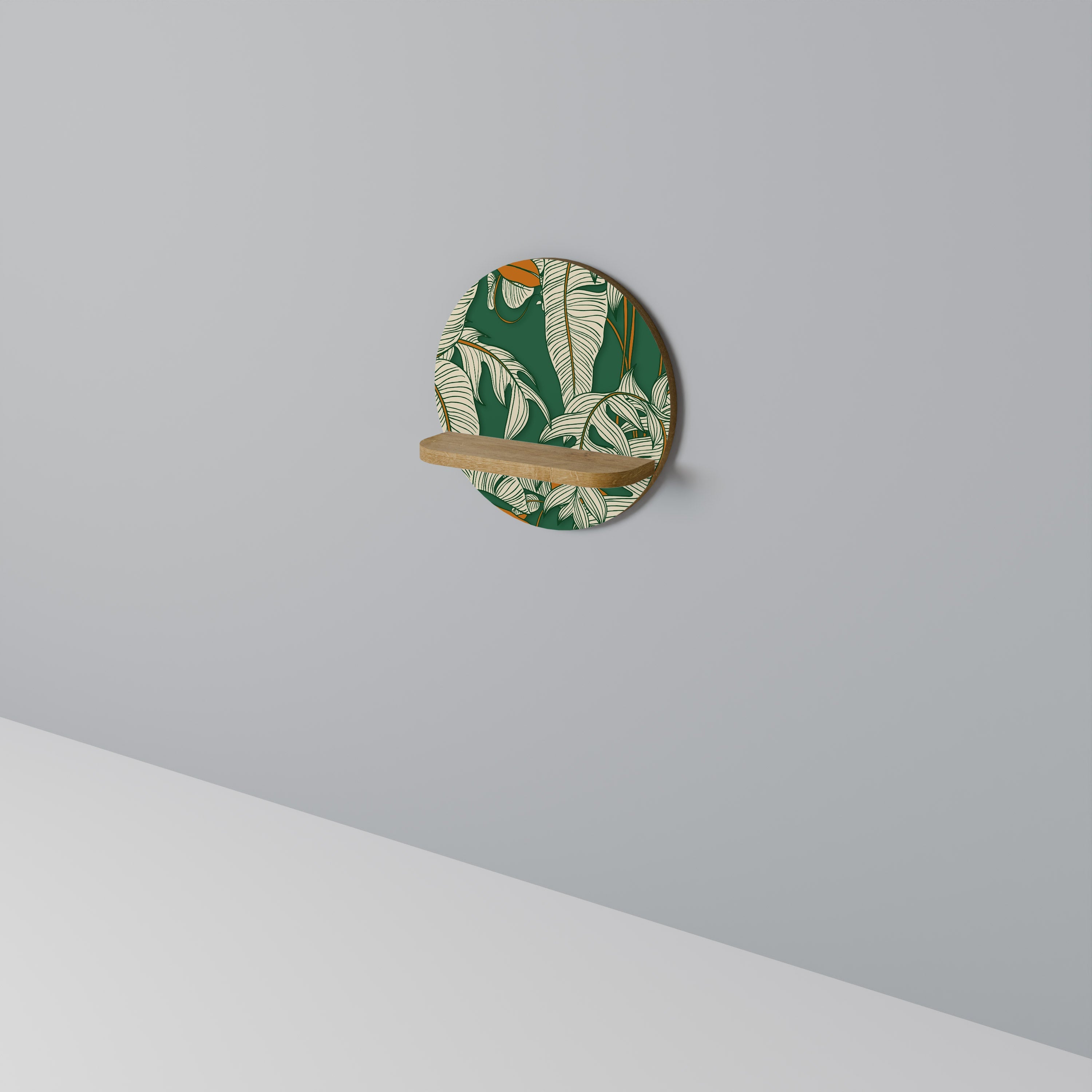 Étagère d'art ronde VERDANT PLEASURES effet chêne