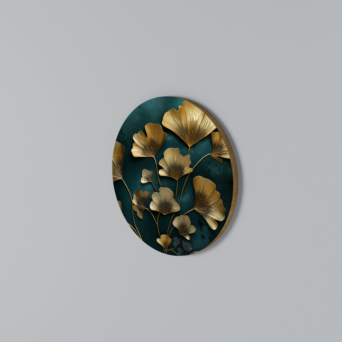 GOLDEN FLORA FANTASY Round Wall Art