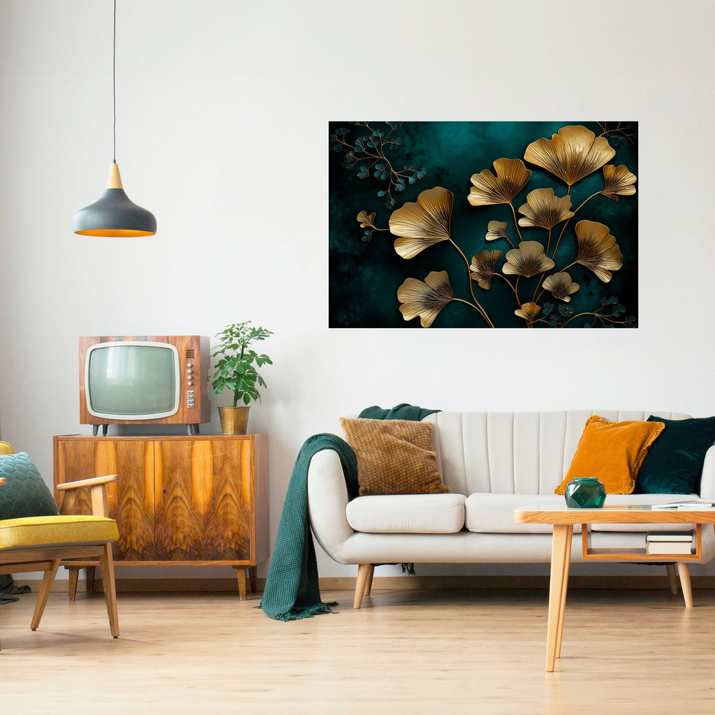 Affiche horizontale autocollante GOLDEN FLORA FANTASY