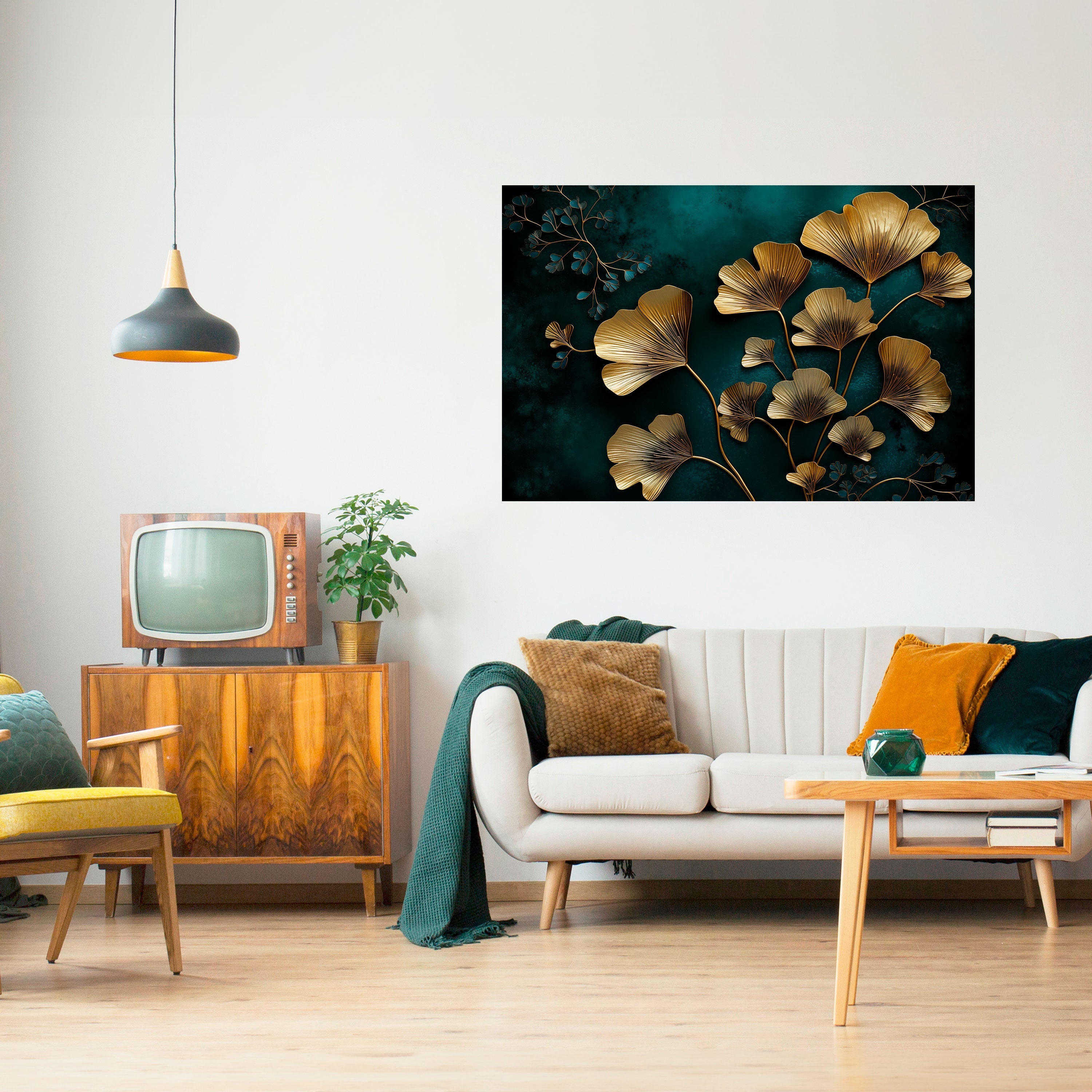 Affiche horizontale autocollante GOLDEN FLORA FANTASY