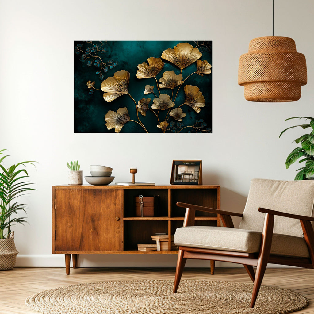 Affiche horizontale autocollante GOLDEN FLORA FANTASY