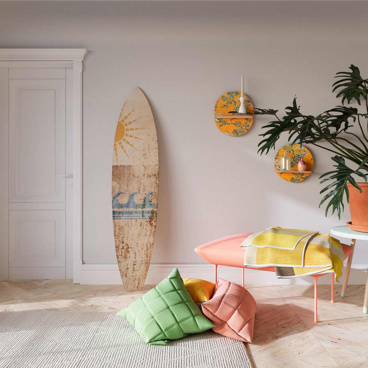 SUN-KISSED WAVES Surfboard Decorative Panel