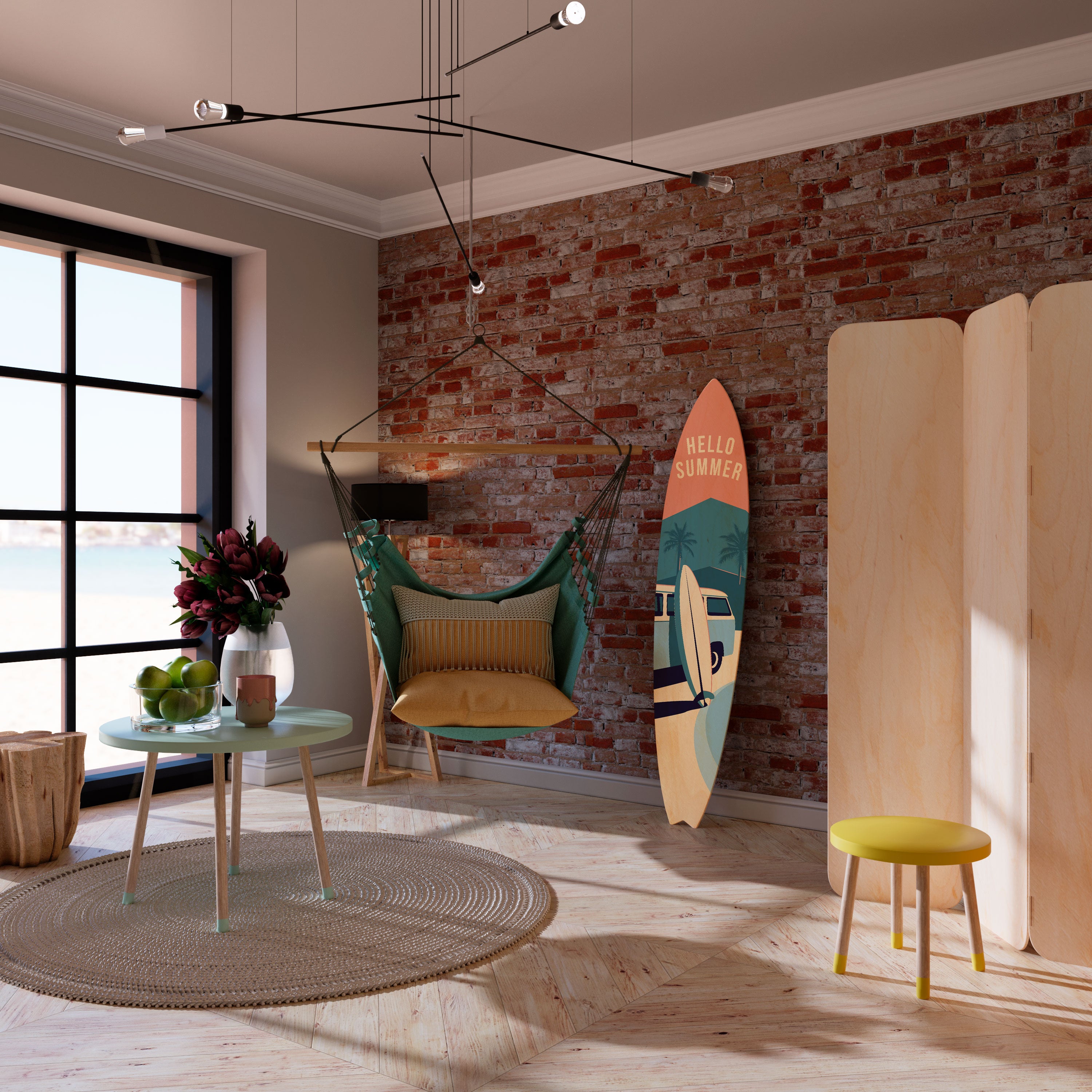 HELLO SUMMER Surfboard Decorative Panel
