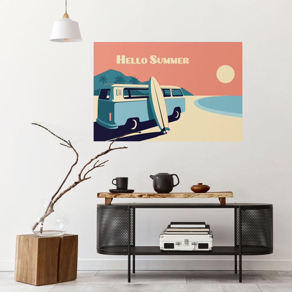 Affiche horizontale autocollante HELLO SUMMER