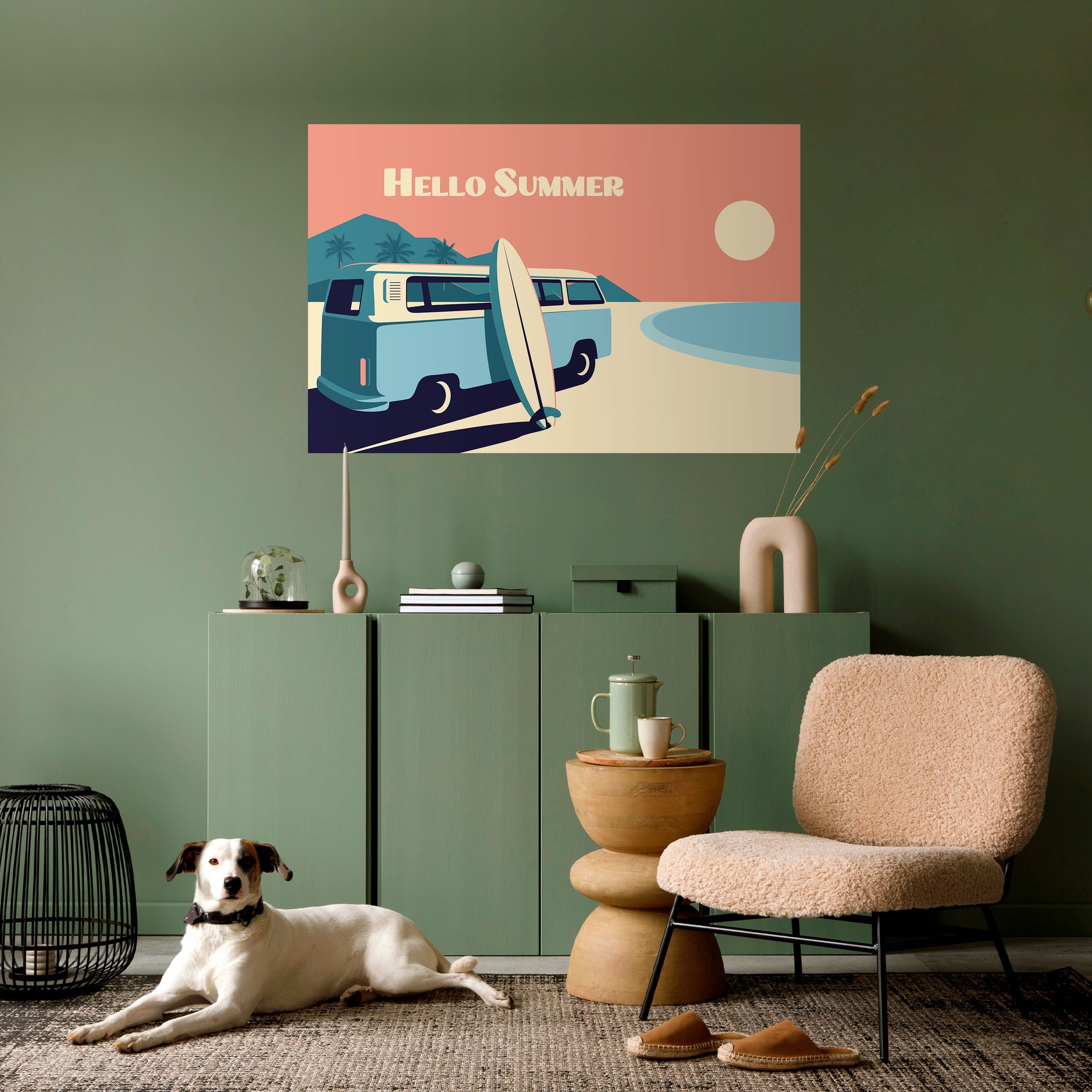 Affiche horizontale autocollante HELLO SUMMER