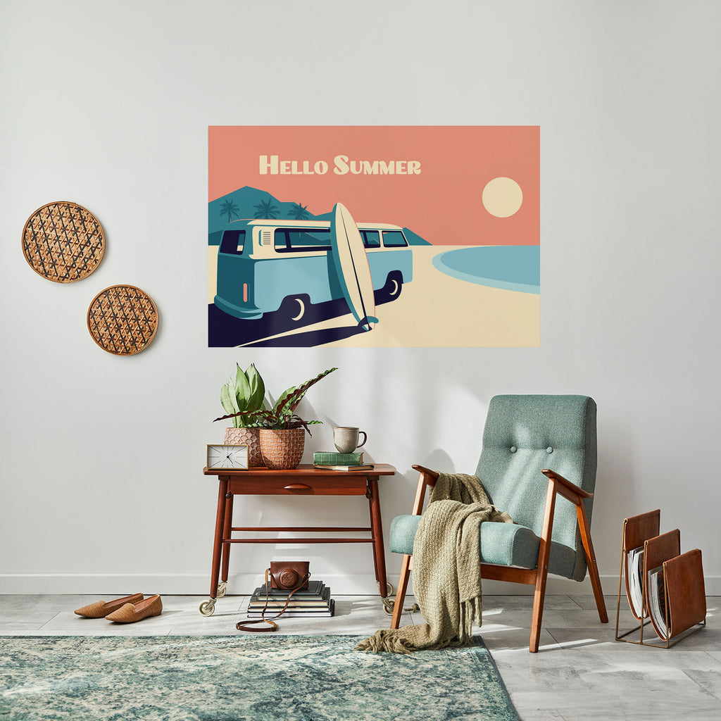 Affiche horizontale autocollante HELLO SUMMER