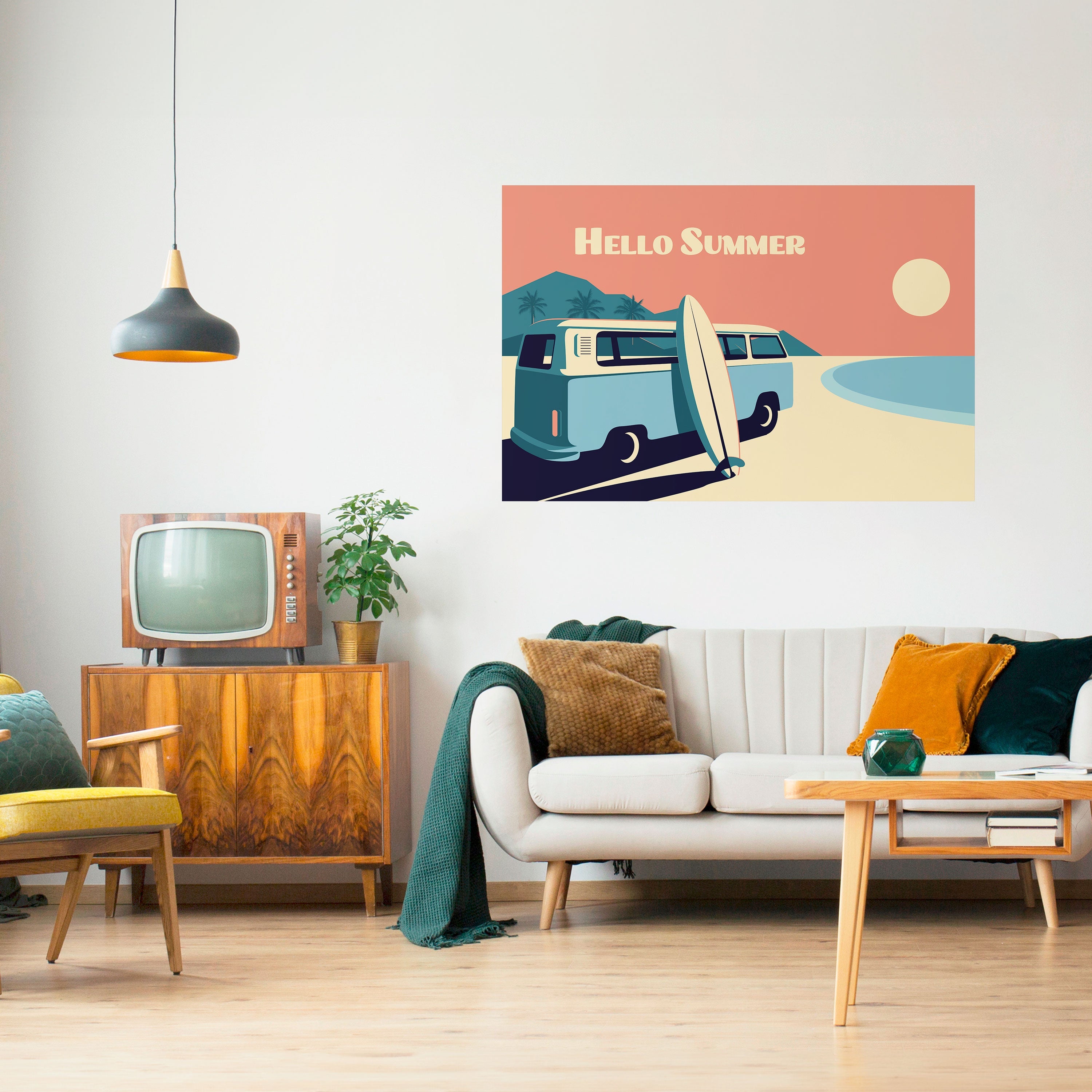 Affiche horizontale autocollante HELLO SUMMER