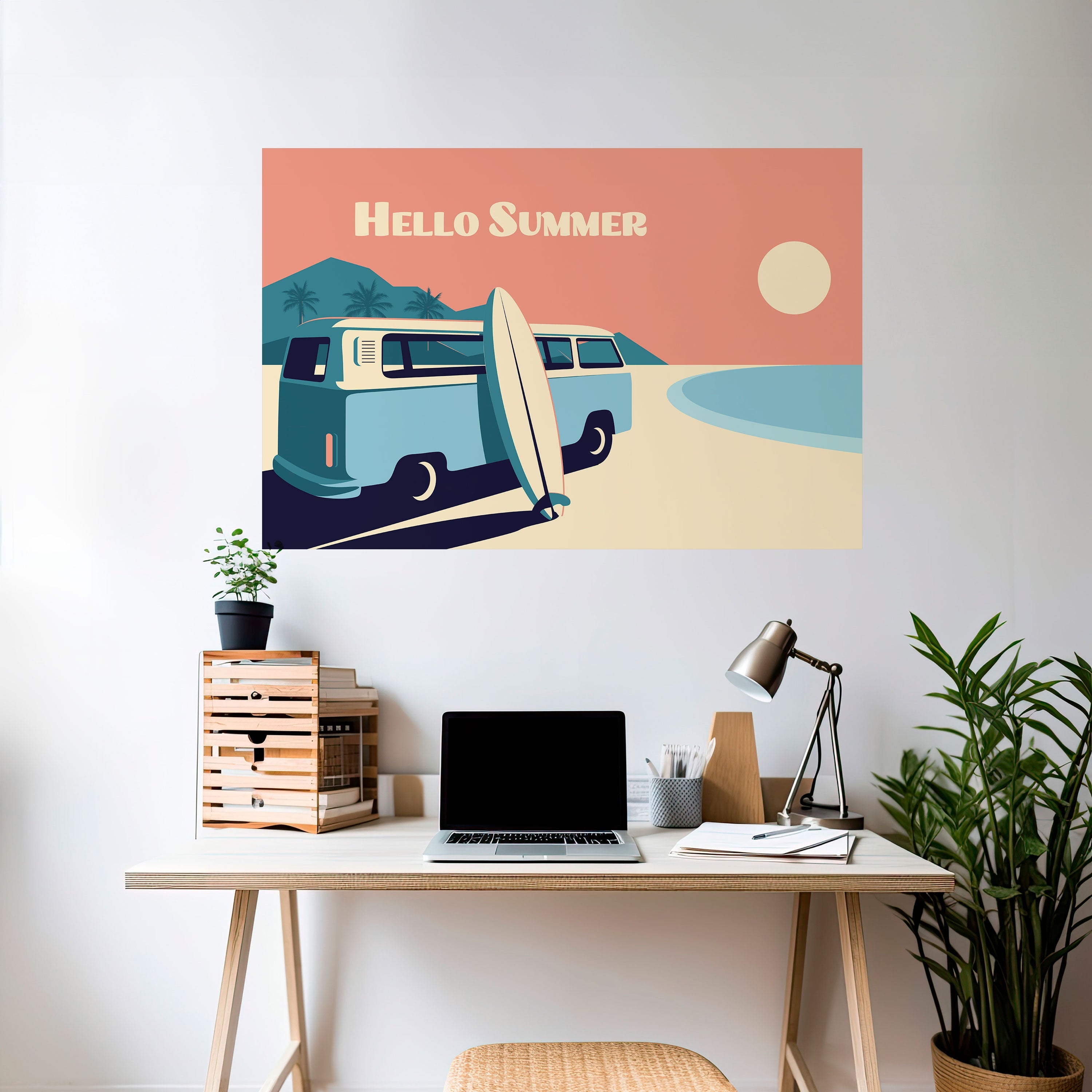 Affiche horizontale autocollante HELLO SUMMER