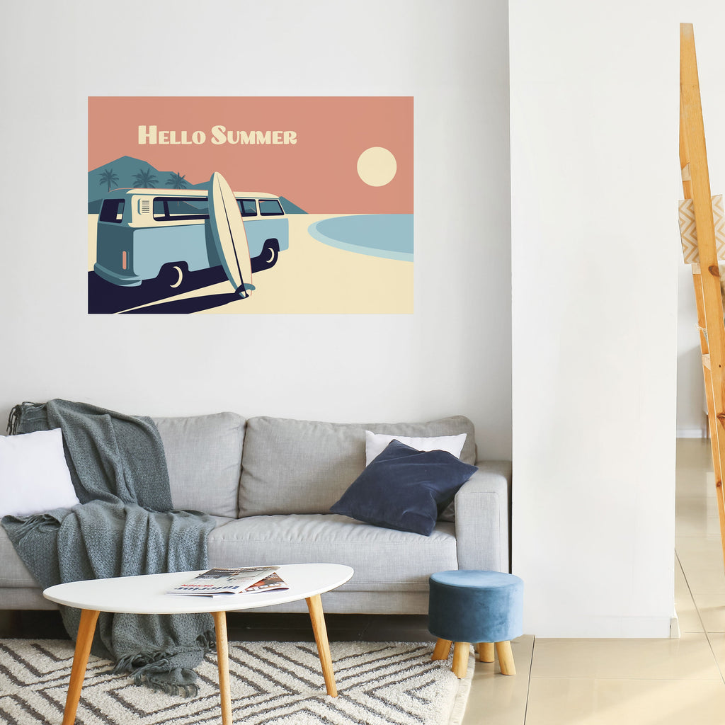 Affiche horizontale autocollante HELLO SUMMER