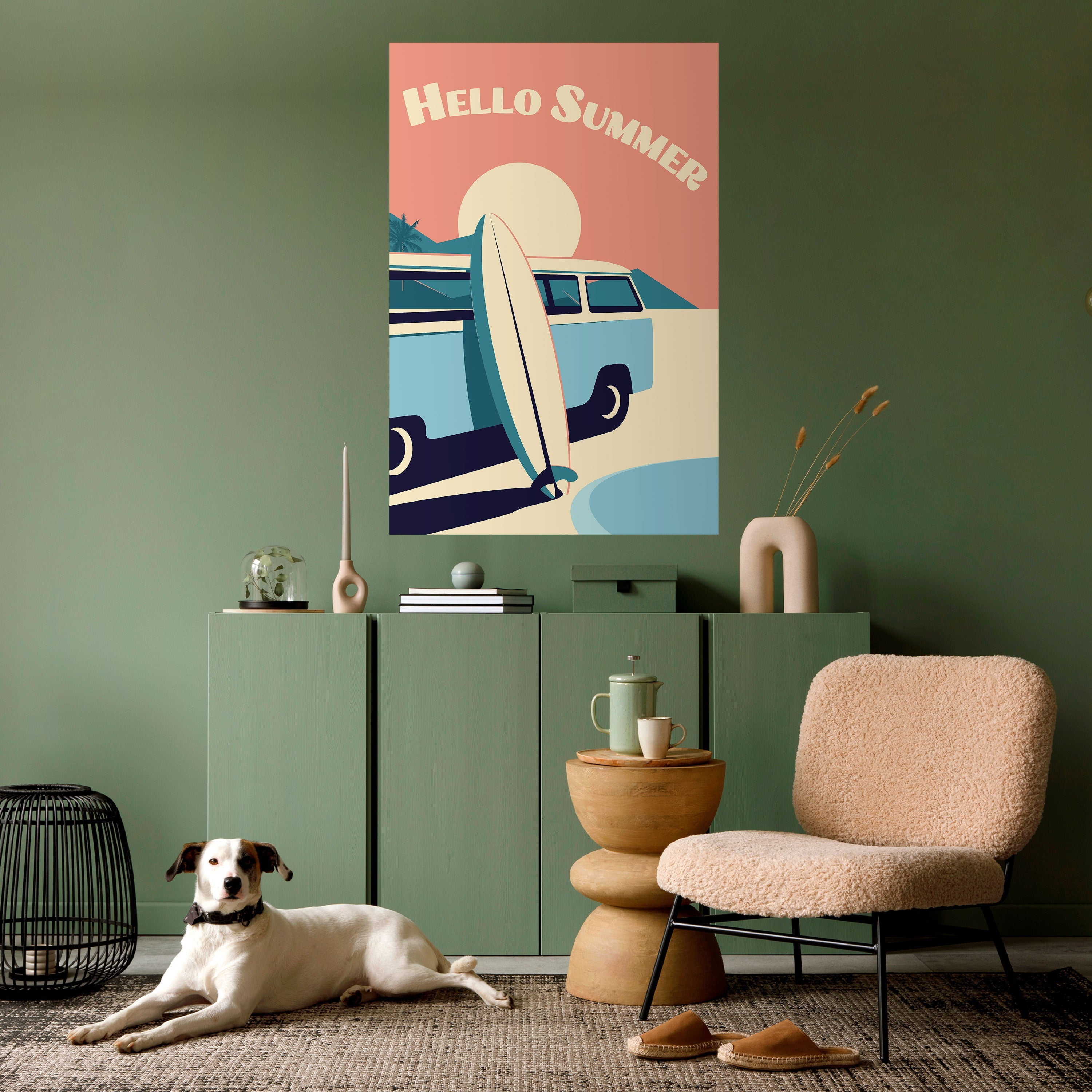 Affiche verticale autocollante HELLO SUMMER